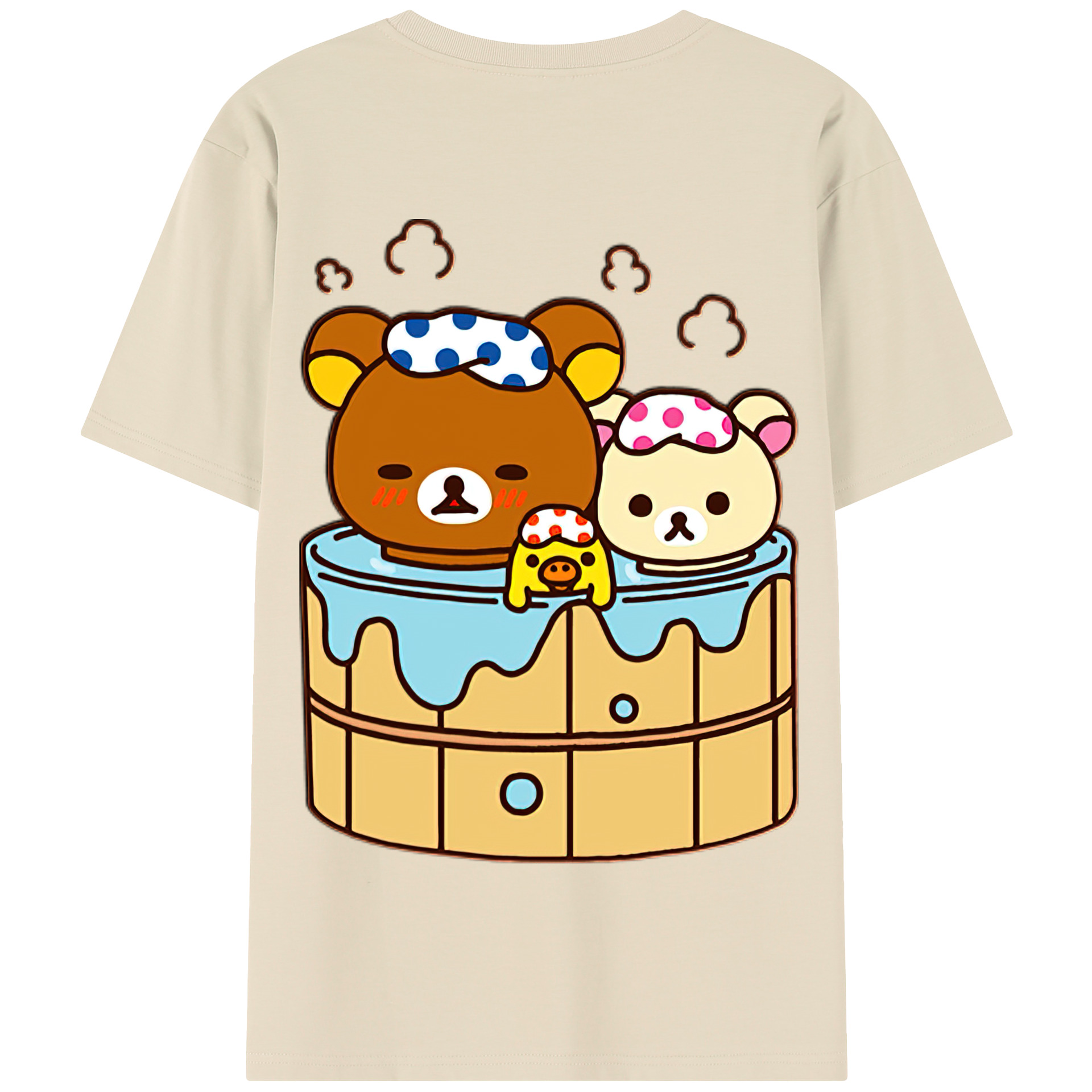 （画像用） リラックマ リラックマ キイロイトリ Rilakkuma Korilakkuma Kiiroitori 綿100％半袖Tシャツ（背面プリント）