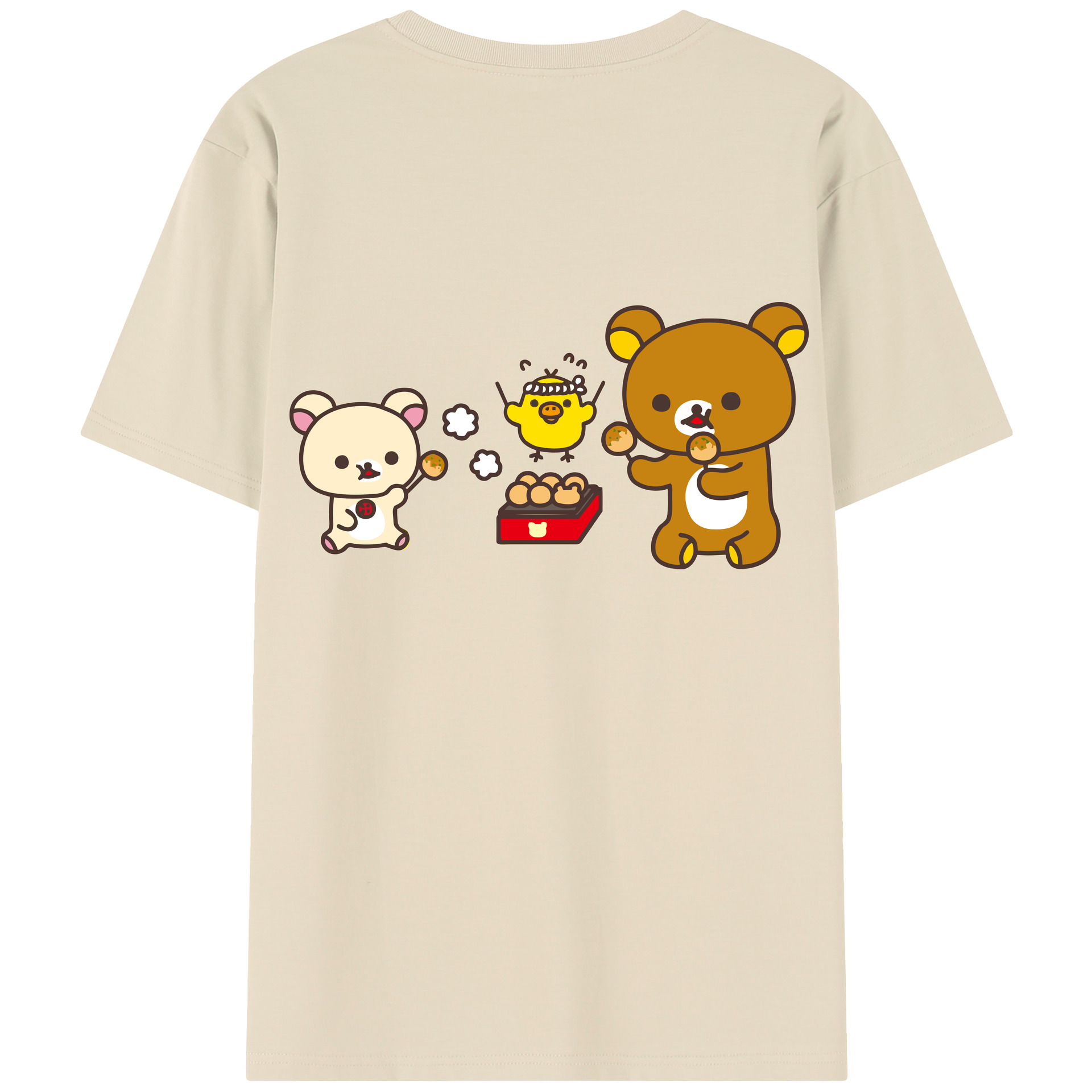 （画像用） リラックマ リラックマ キイロイトリ Rilakkuma Korilakkuma Kiiroitori 綿100％半袖Tシャツ（背面プリント）