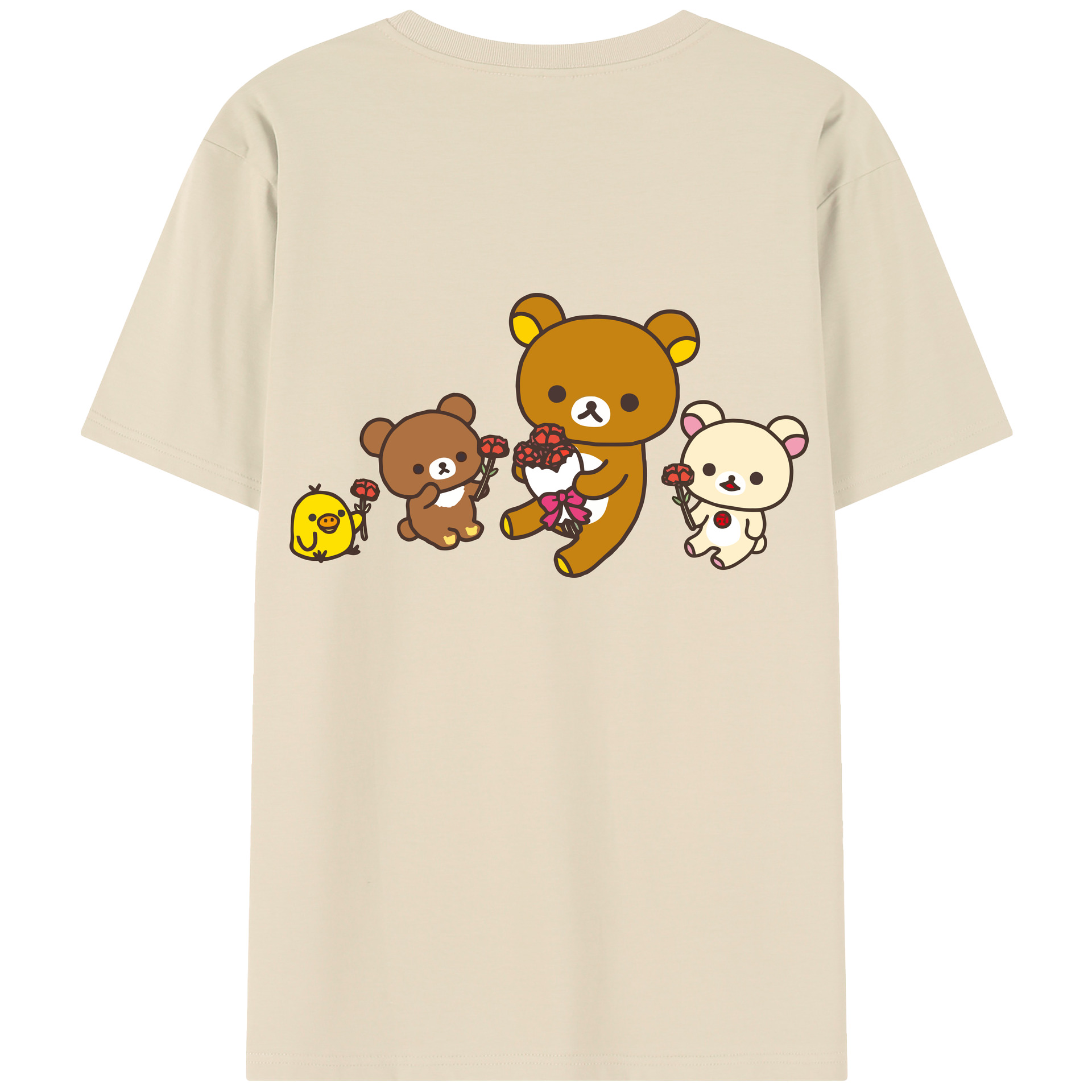 （画像用） リラックマ リラックマ キイロイトリ Rilakkuma Korilakkuma Kiiroitori 綿100％半袖Tシャツ（背面プリント）