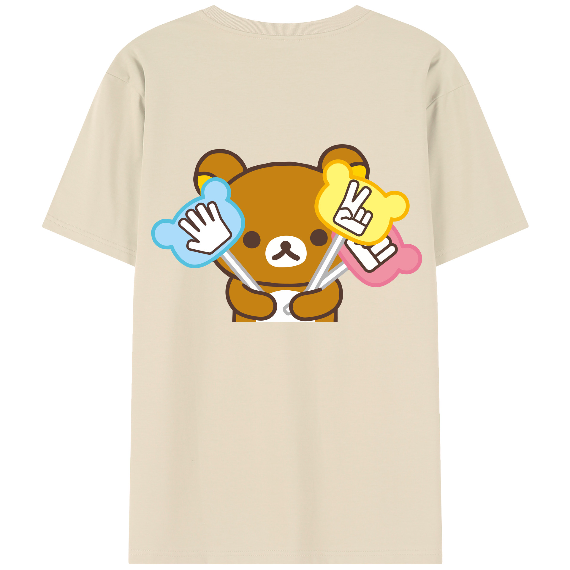 （画像用） リラックマ リラックマ キイロイトリ Rilakkuma Korilakkuma Kiiroitori 綿100％半袖Tシャツ（背面プリント）