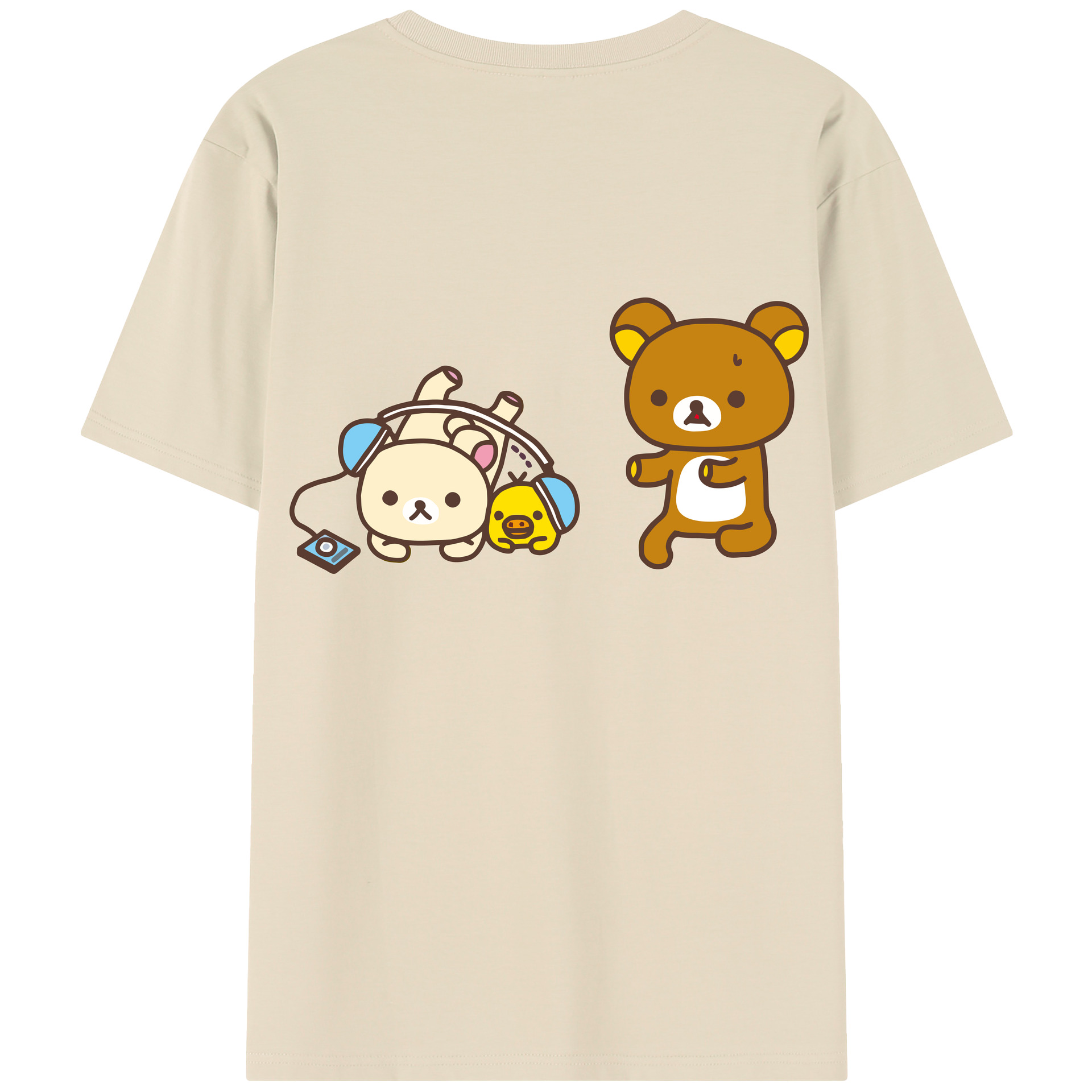 （画像用） リラックマ リラックマ キイロイトリ Rilakkuma Korilakkuma Kiiroitori 綿100％半袖Tシャツ（背面プリント）