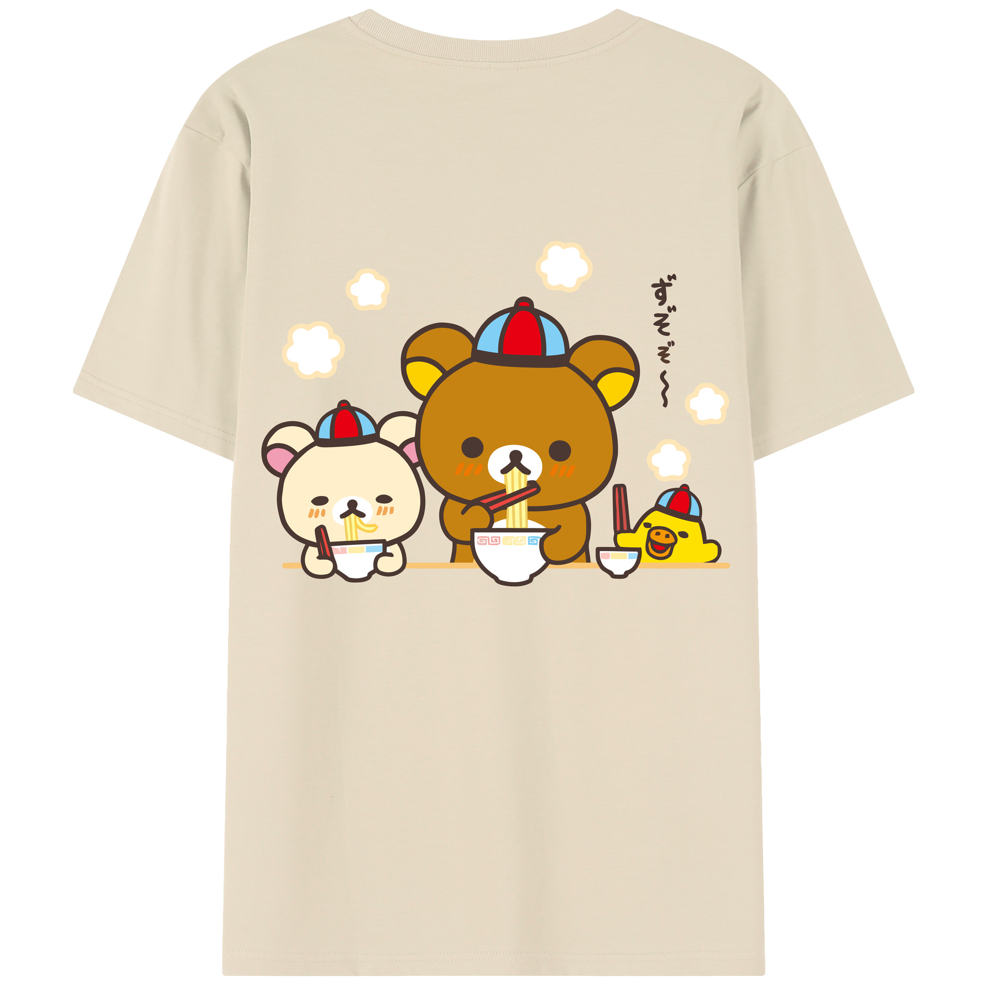 （画像用） リラックマ リラックマ キイロイトリ Rilakkuma Korilakkuma Kiiroitori 綿100％半袖Tシャツ（背面プリント）