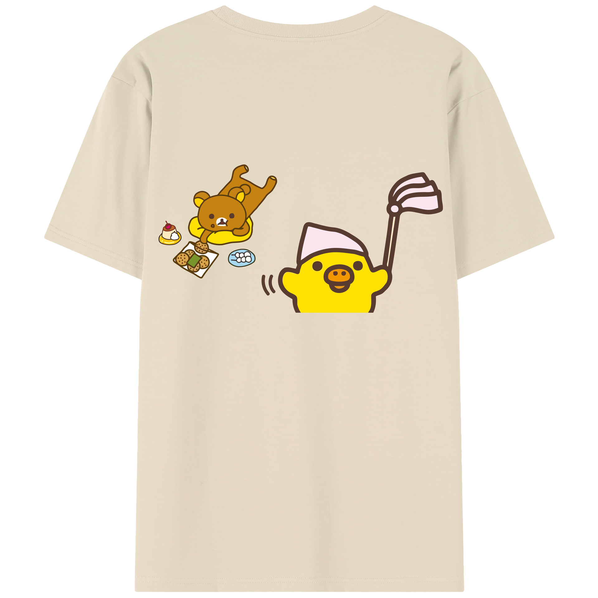 （画像用） リラックマ リラックマ キイロイトリ Rilakkuma Korilakkuma Kiiroitori 綿100％半袖Tシャツ（背面プリント）