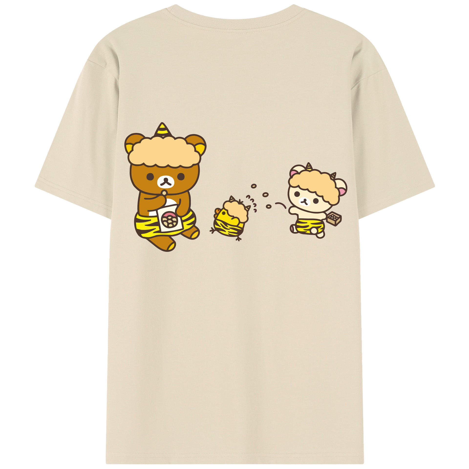 （画像用） リラックマ リラックマ キイロイトリ Rilakkuma Korilakkuma Kiiroitori 綿100％半袖Tシャツ（背面プリント）