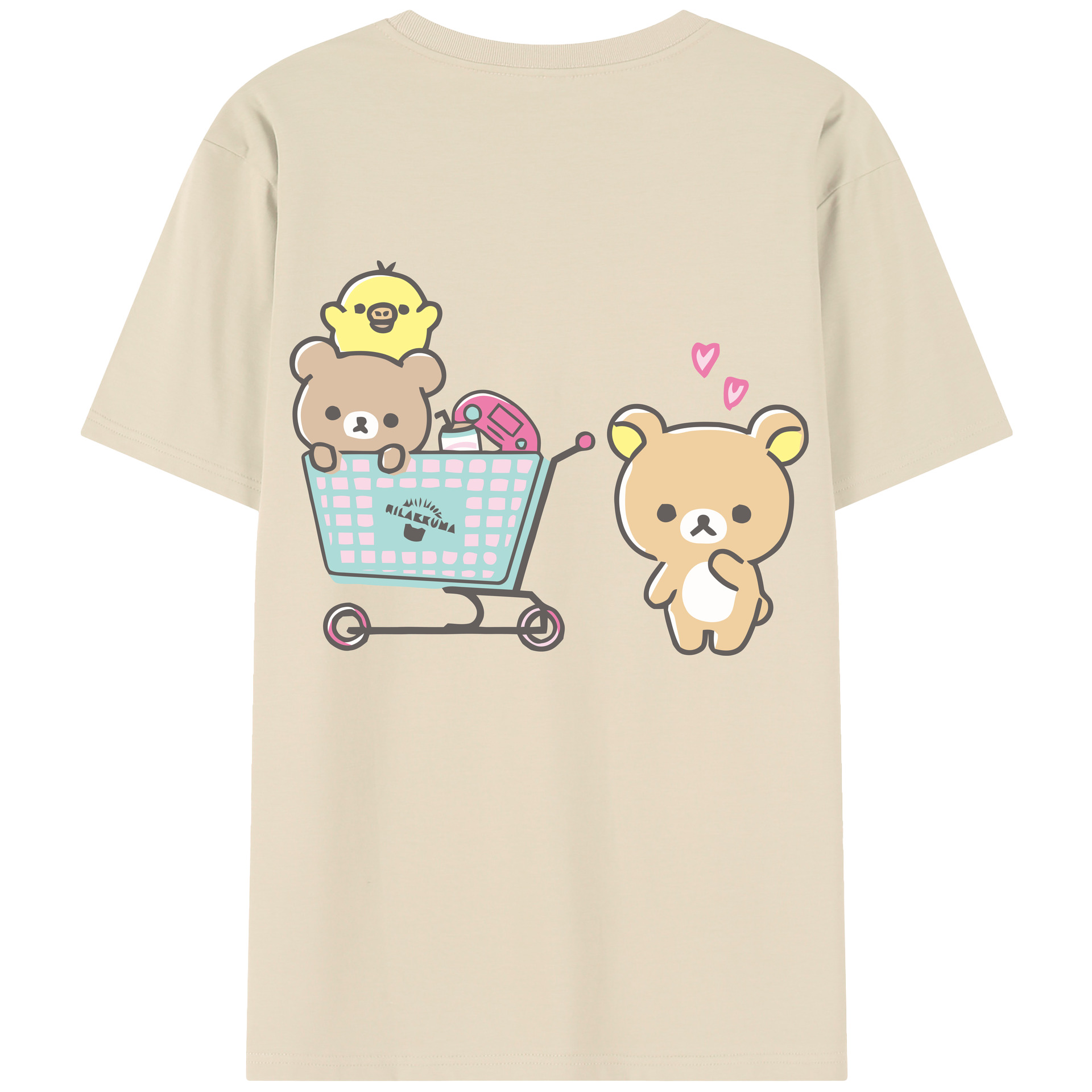 （画像用） リラックマ リラックマ キイロイトリ Rilakkuma Korilakkuma Kiiroitori 綿100％半袖Tシャツ（背面プリント）