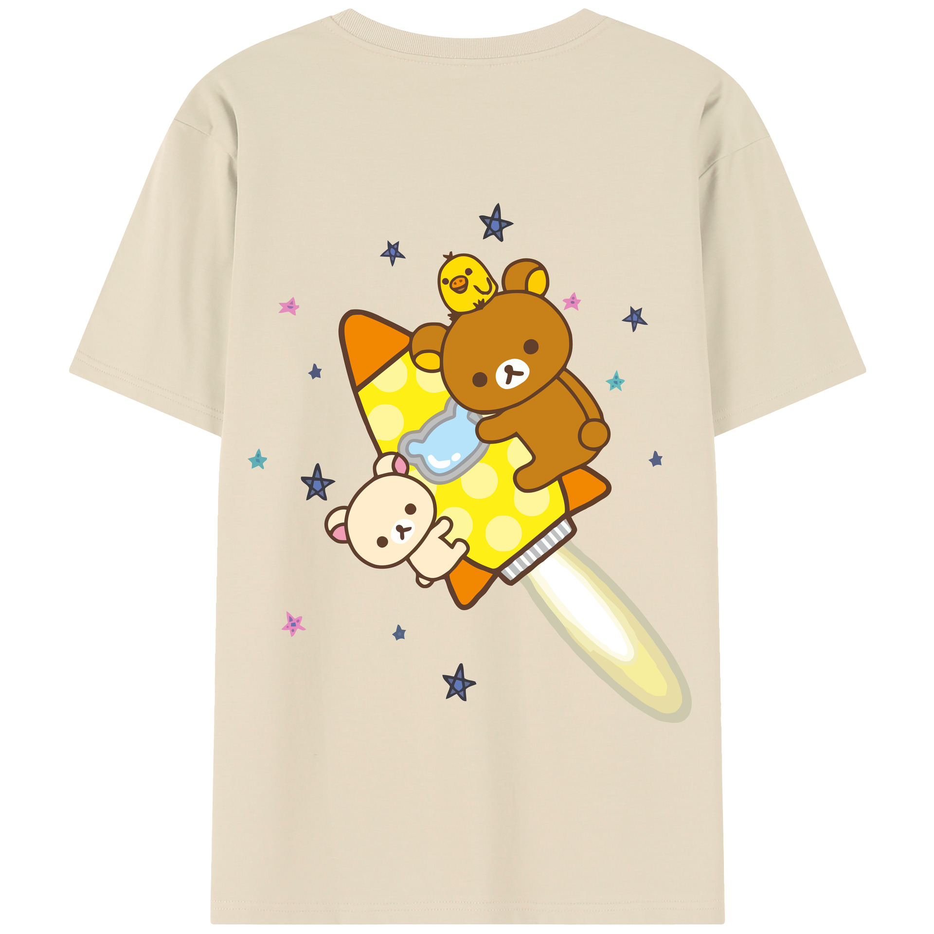 （画像用） リラックマ リラックマ キイロイトリ Rilakkuma Korilakkuma Kiiroitori 綿100％半袖Tシャツ（背面プリント）