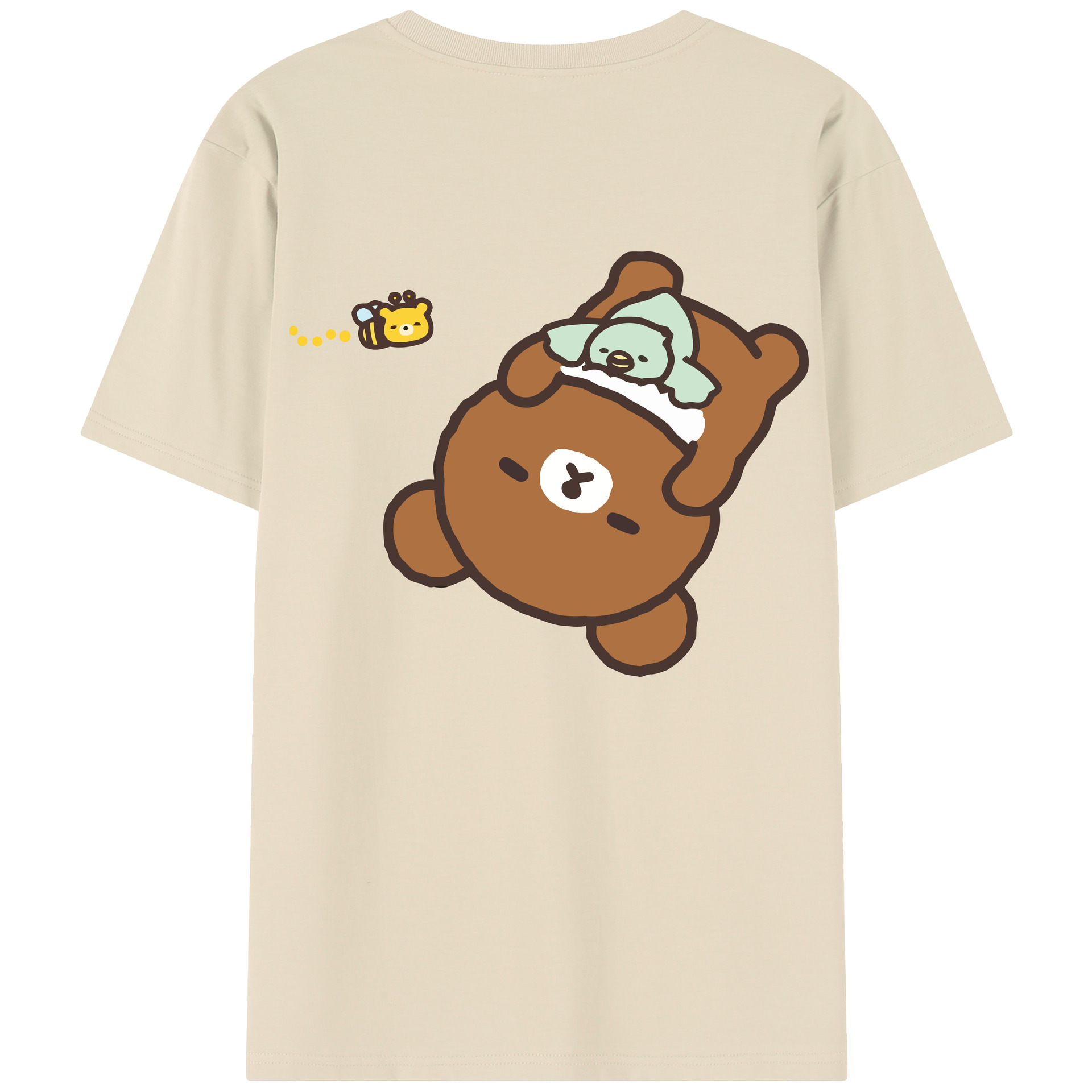 （画像用） リラックマ リラックマ キイロイトリ Rilakkuma Korilakkuma Kiiroitori 綿100％半袖Tシャツ（背面プリント）