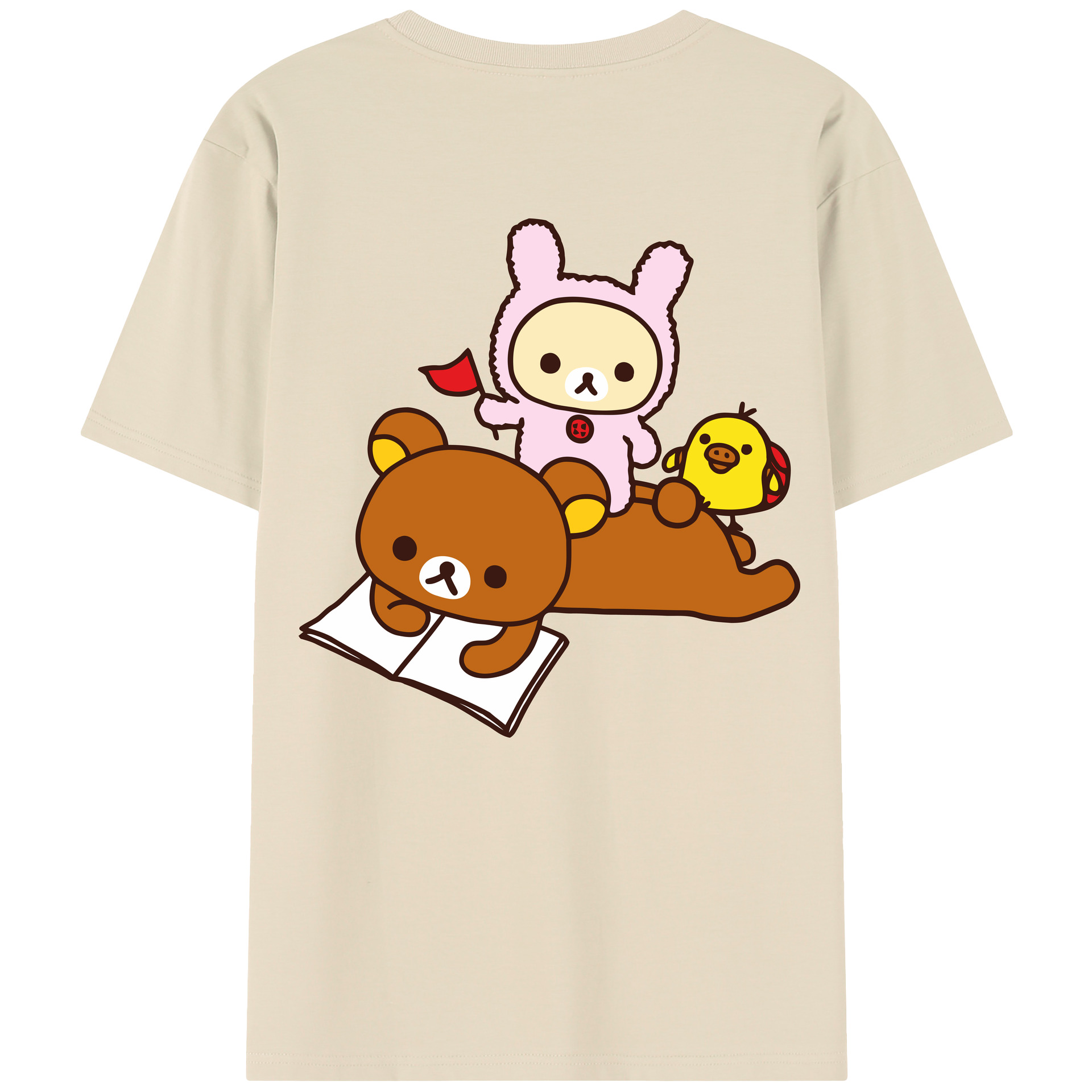 （画像用） リラックマ リラックマ キイロイトリ Rilakkuma Korilakkuma Kiiroitori 綿100％半袖Tシャツ（背面プリント）