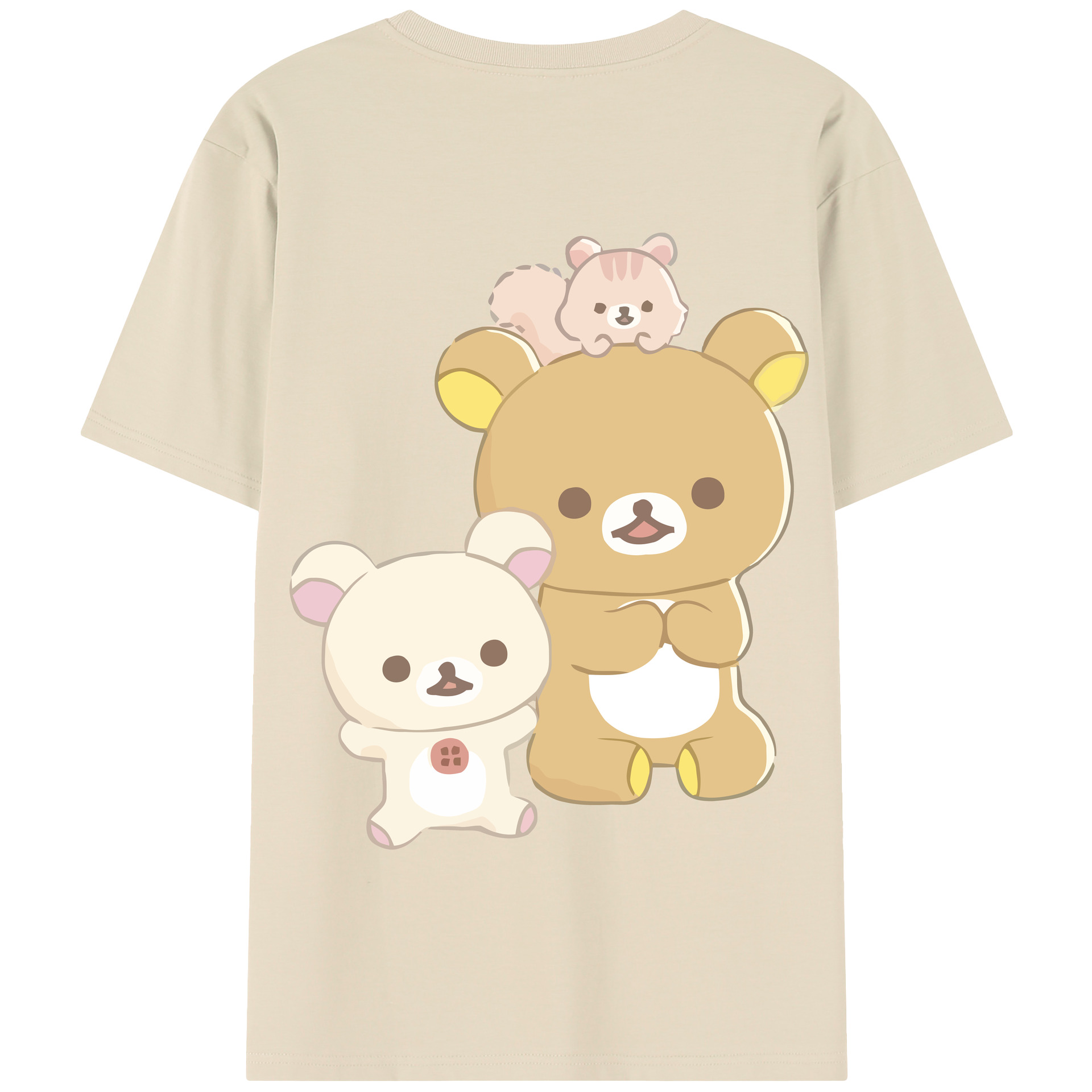 （画像用） リラックマ リラックマ キイロイトリ Rilakkuma Korilakkuma Kiiroitori 綿100％半袖Tシャツ（背面プリント）