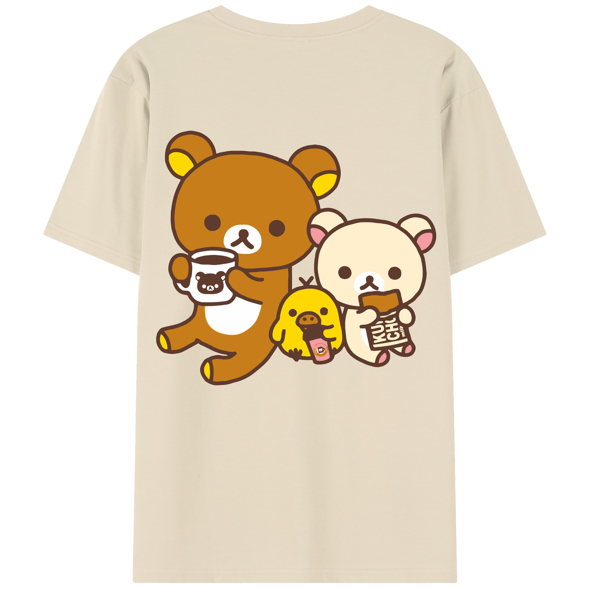 （画像用） リラックマ リラックマ キイロイトリ Rilakkuma Korilakkuma Kiiroitori 綿100％半袖Tシャツ（背面プリント）