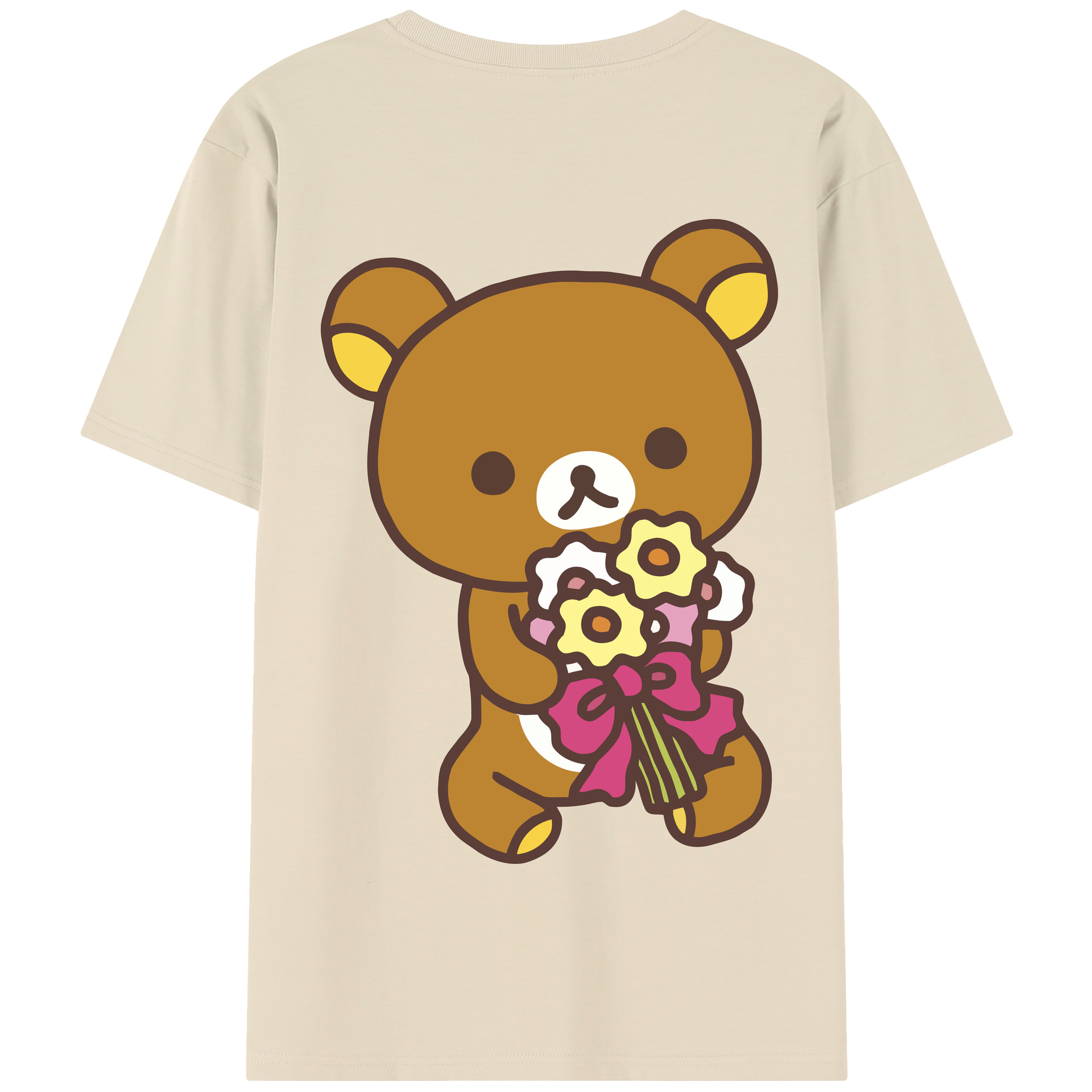 （画像用） リラックマ リラックマ キイロイトリ Rilakkuma Korilakkuma Kiiroitori 綿100％半袖Tシャツ（背面プリント）