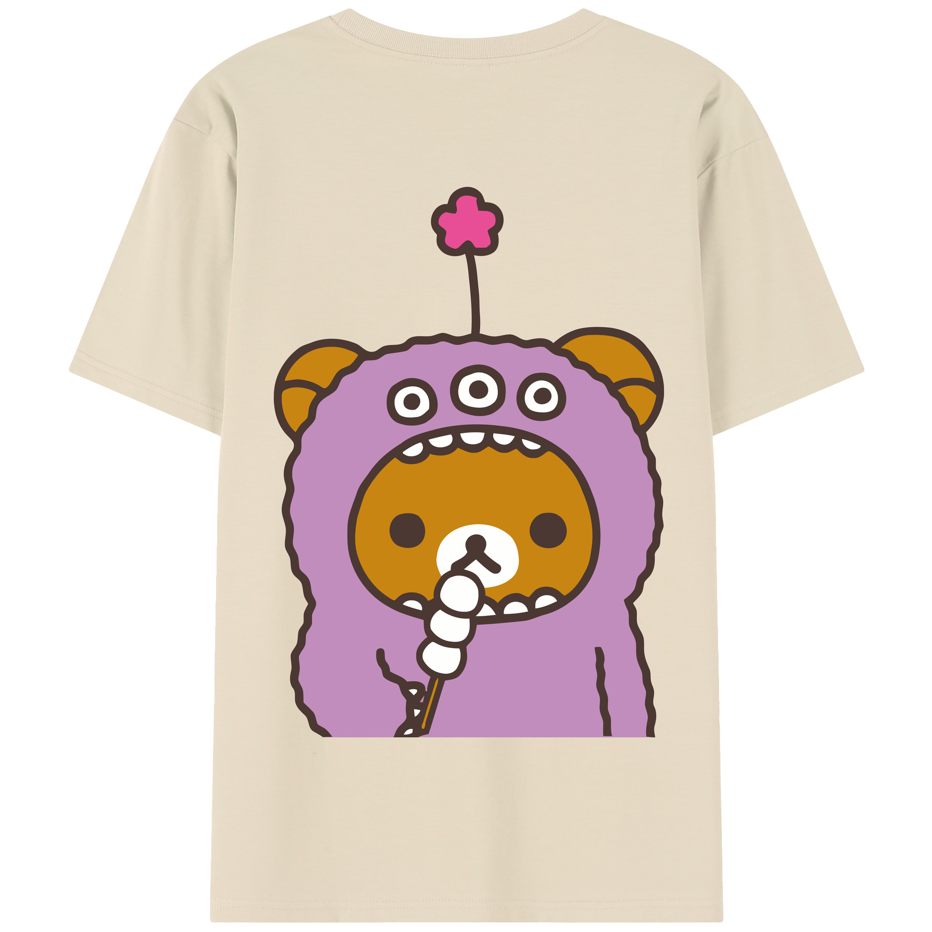 （画像用） リラックマ リラックマ キイロイトリ Rilakkuma Korilakkuma Kiiroitori 綿100％半袖Tシャツ（背面プリント）