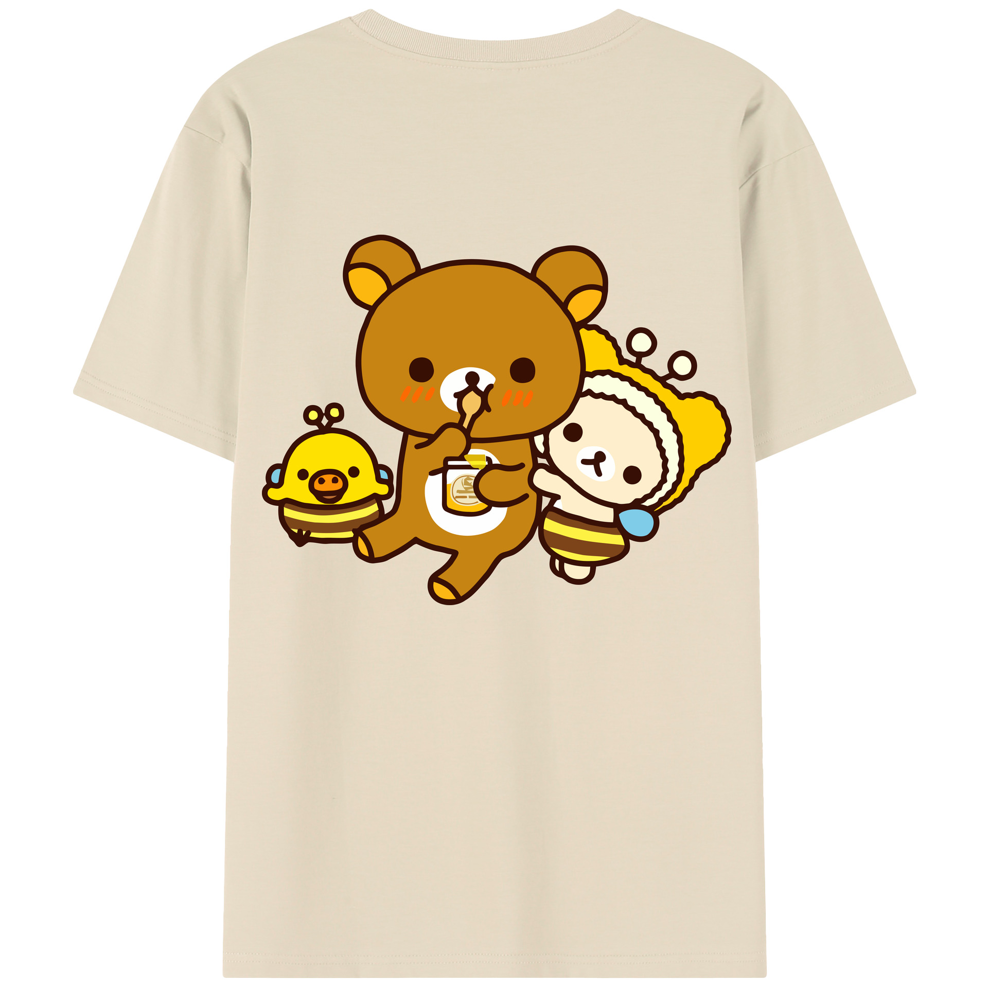 （画像用） リラックマ リラックマ キイロイトリ Rilakkuma Korilakkuma Kiiroitori 綿100％半袖Tシャツ（背面プリント）