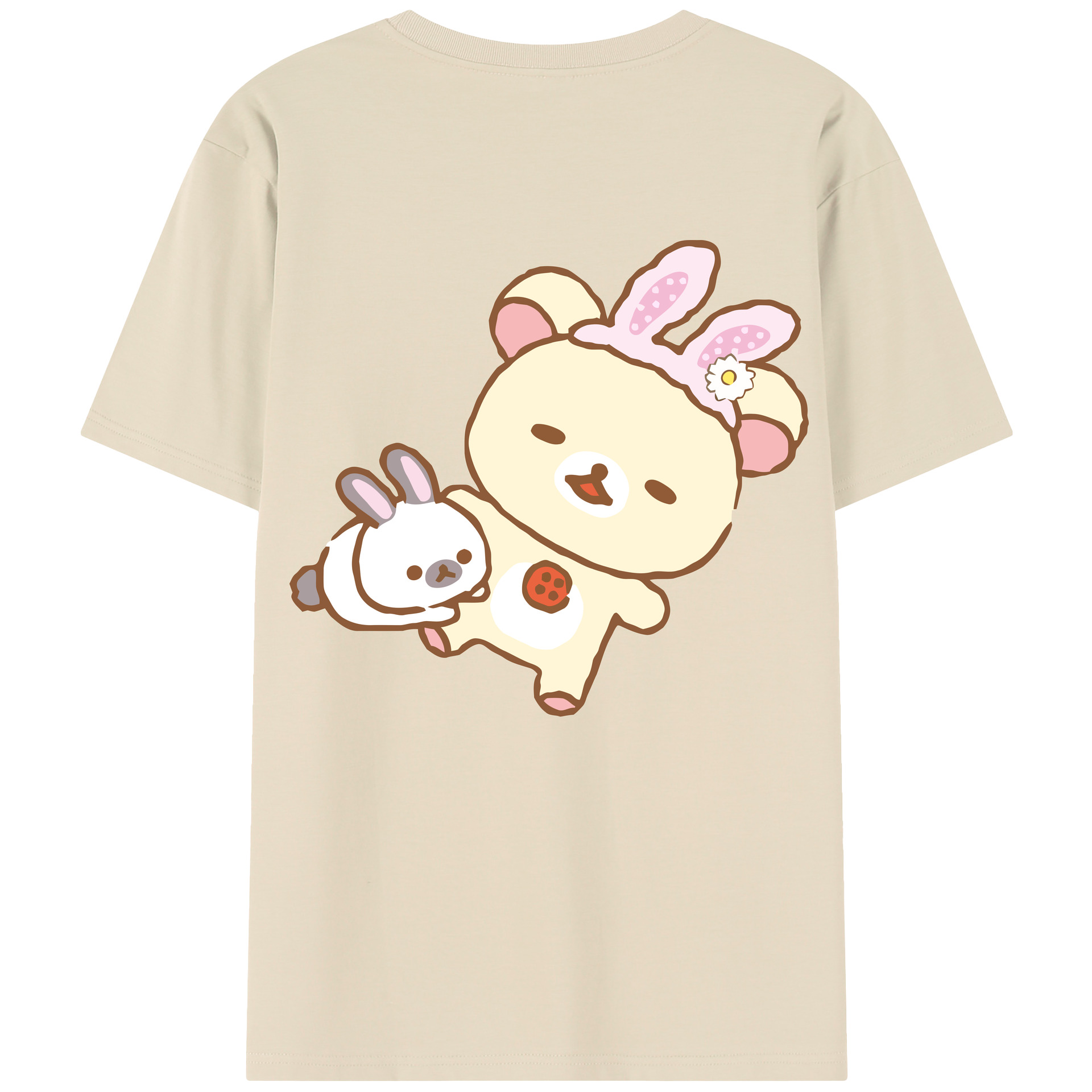 （画像用） リラックマ リラックマ キイロイトリ Rilakkuma Korilakkuma Kiiroitori 綿100％半袖Tシャツ（背面プリント）