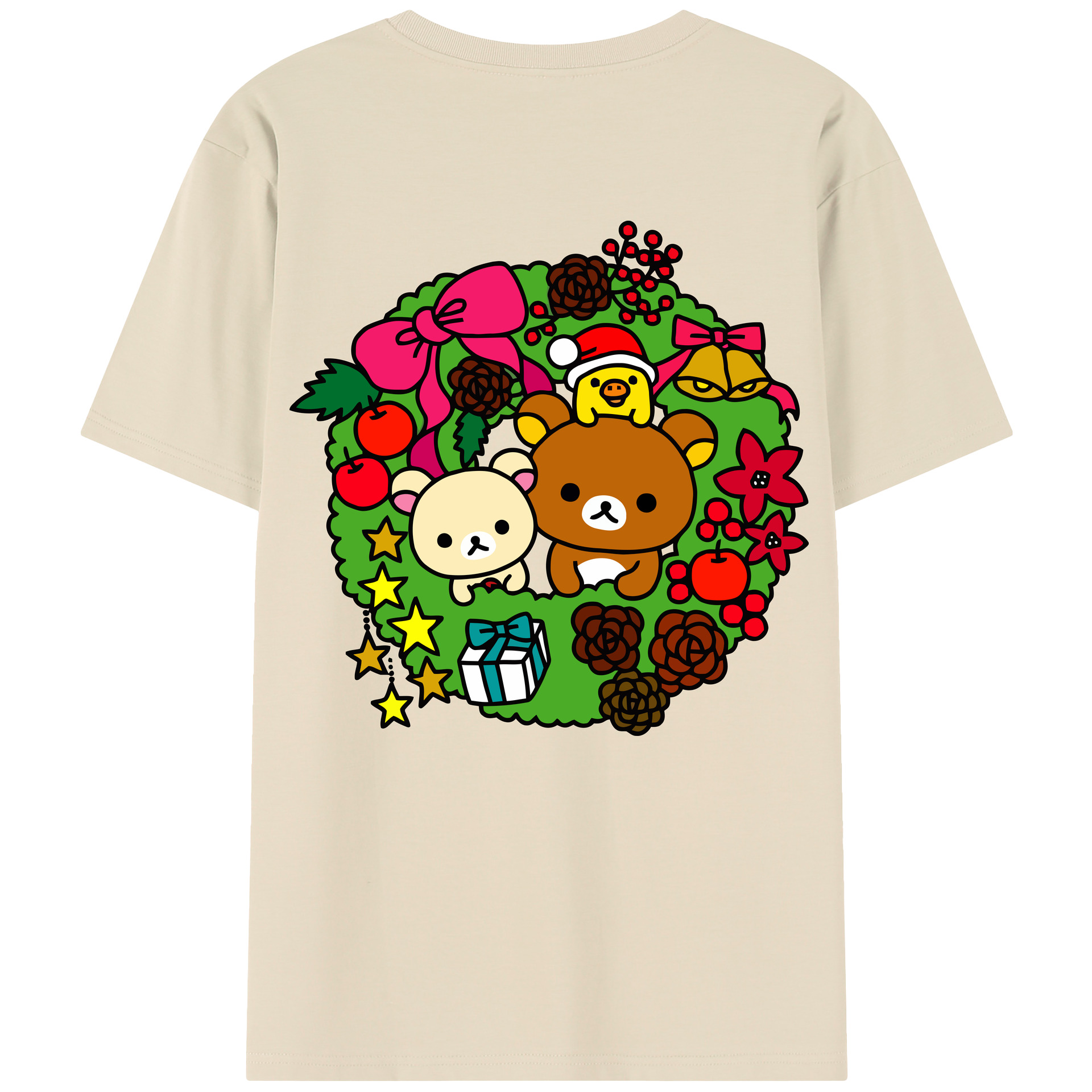 （画像用） リラックマ リラックマ キイロイトリ Rilakkuma Korilakkuma Kiiroitori 綿100％半袖Tシャツ（背面プリント）