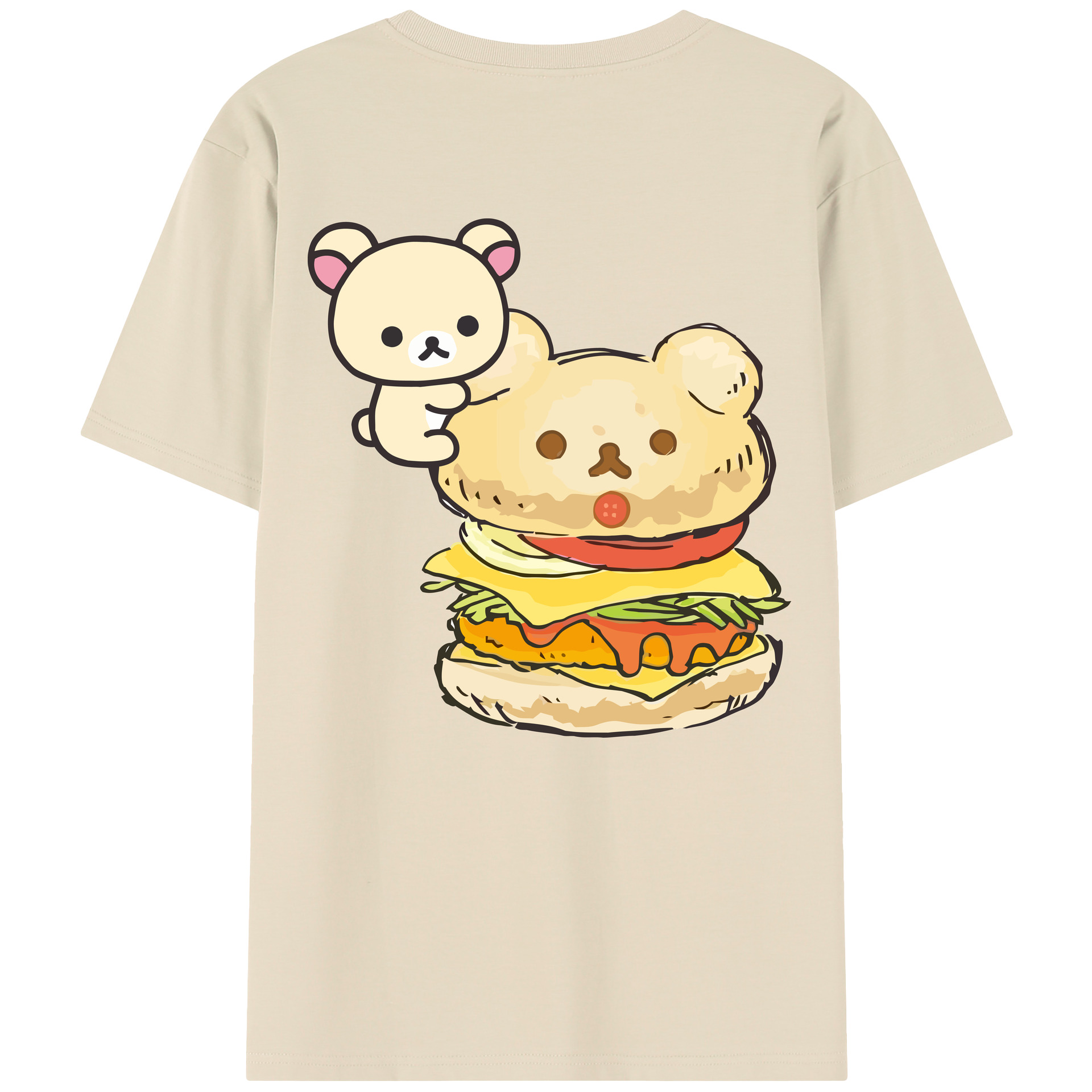 （画像用） リラックマ リラックマ キイロイトリ Rilakkuma Korilakkuma Kiiroitori 綿100％半袖Tシャツ（背面プリント）