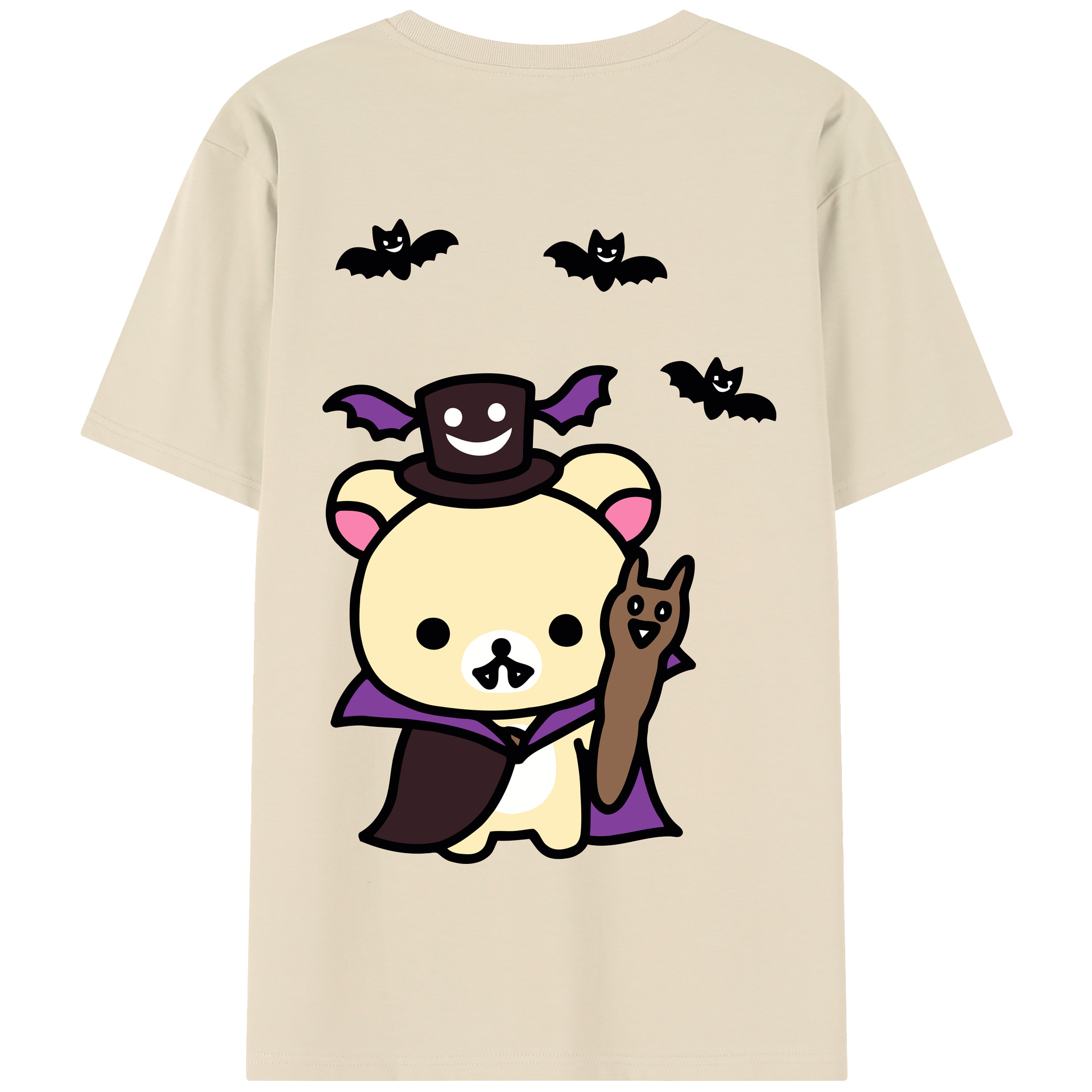 （画像用） リラックマ リラックマ キイロイトリ Rilakkuma Korilakkuma Kiiroitori 綿100％半袖Tシャツ（背面プリント）
