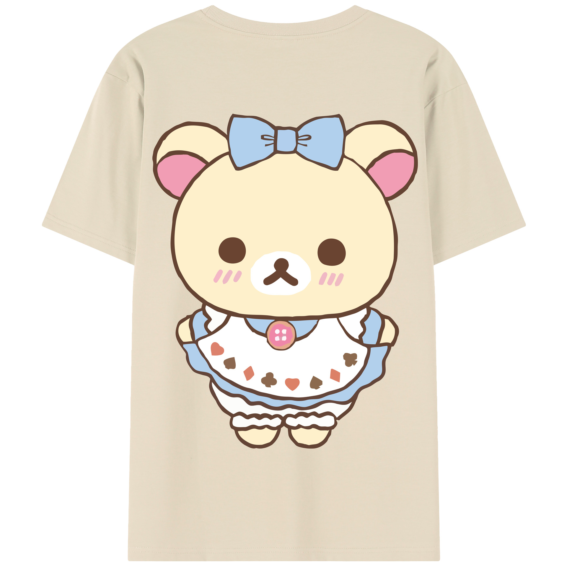 （画像用） リラックマ リラックマ キイロイトリ Rilakkuma Korilakkuma Kiiroitori 綿100％半袖Tシャツ（背面プリント）