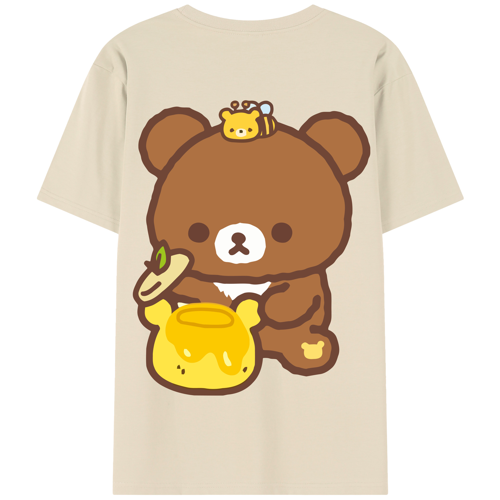 （画像用） リラックマ リラックマ キイロイトリ Rilakkuma Korilakkuma Kiiroitori 綿100％半袖Tシャツ（背面プリント）