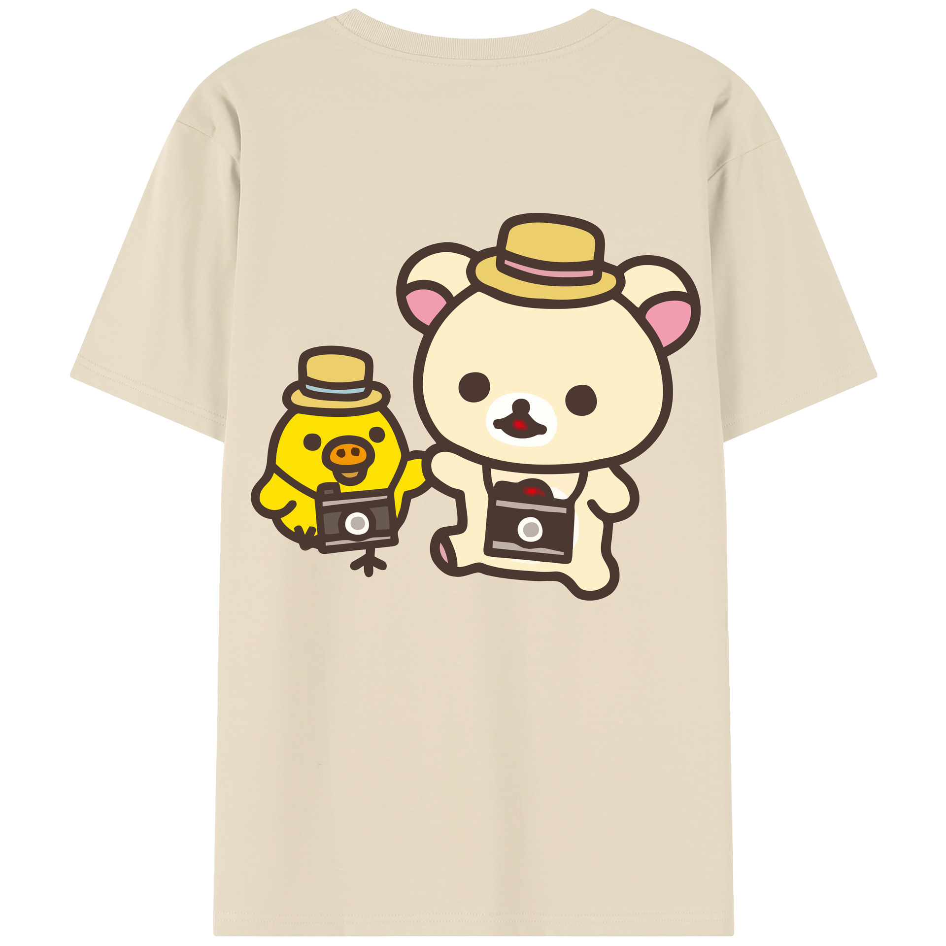 （画像用） リラックマ リラックマ キイロイトリ Rilakkuma Korilakkuma Kiiroitori 綿100％半袖Tシャツ（背面プリント）