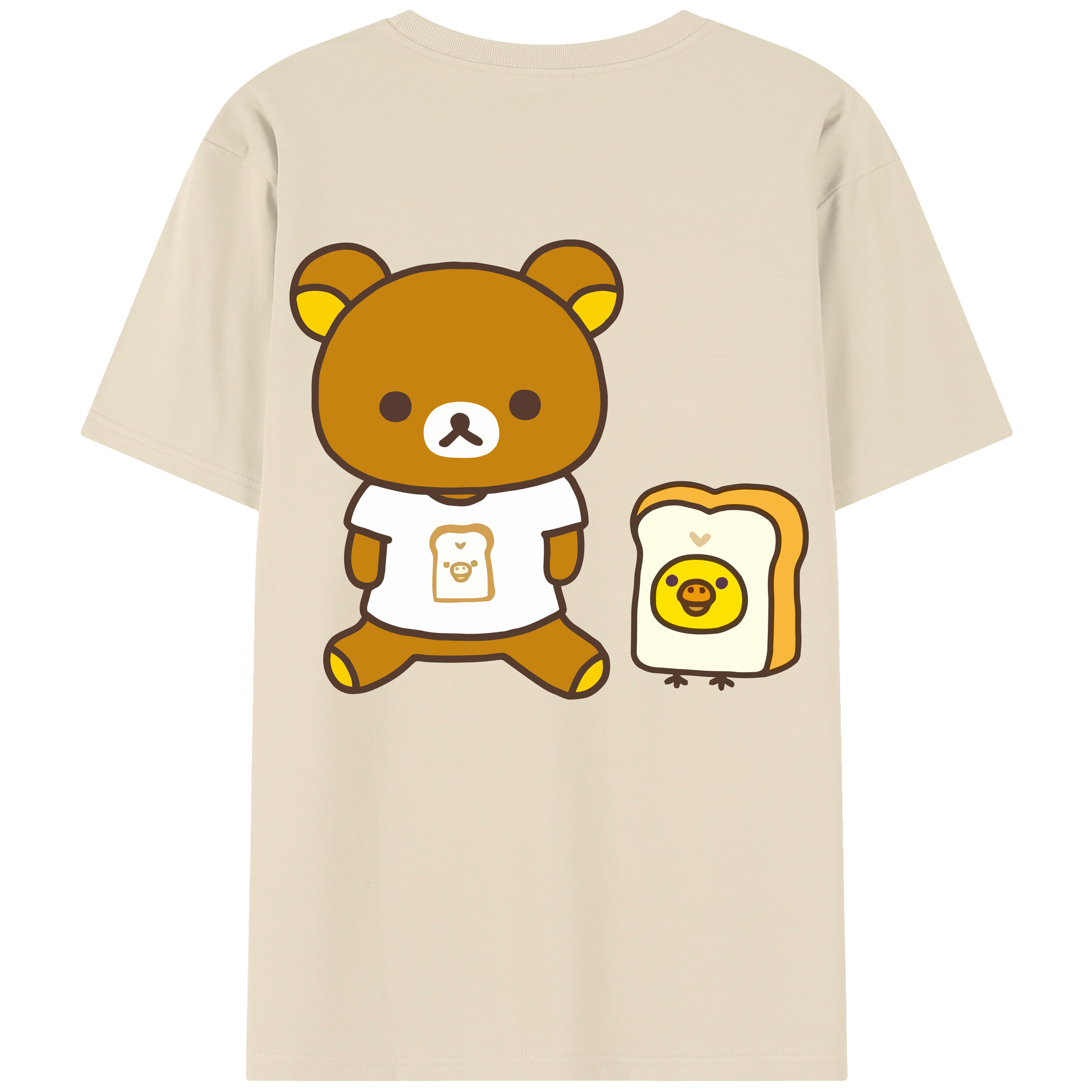 （画像用） リラックマ リラックマ キイロイトリ Rilakkuma Korilakkuma Kiiroitori 綿100％半袖Tシャツ（背面プリント）