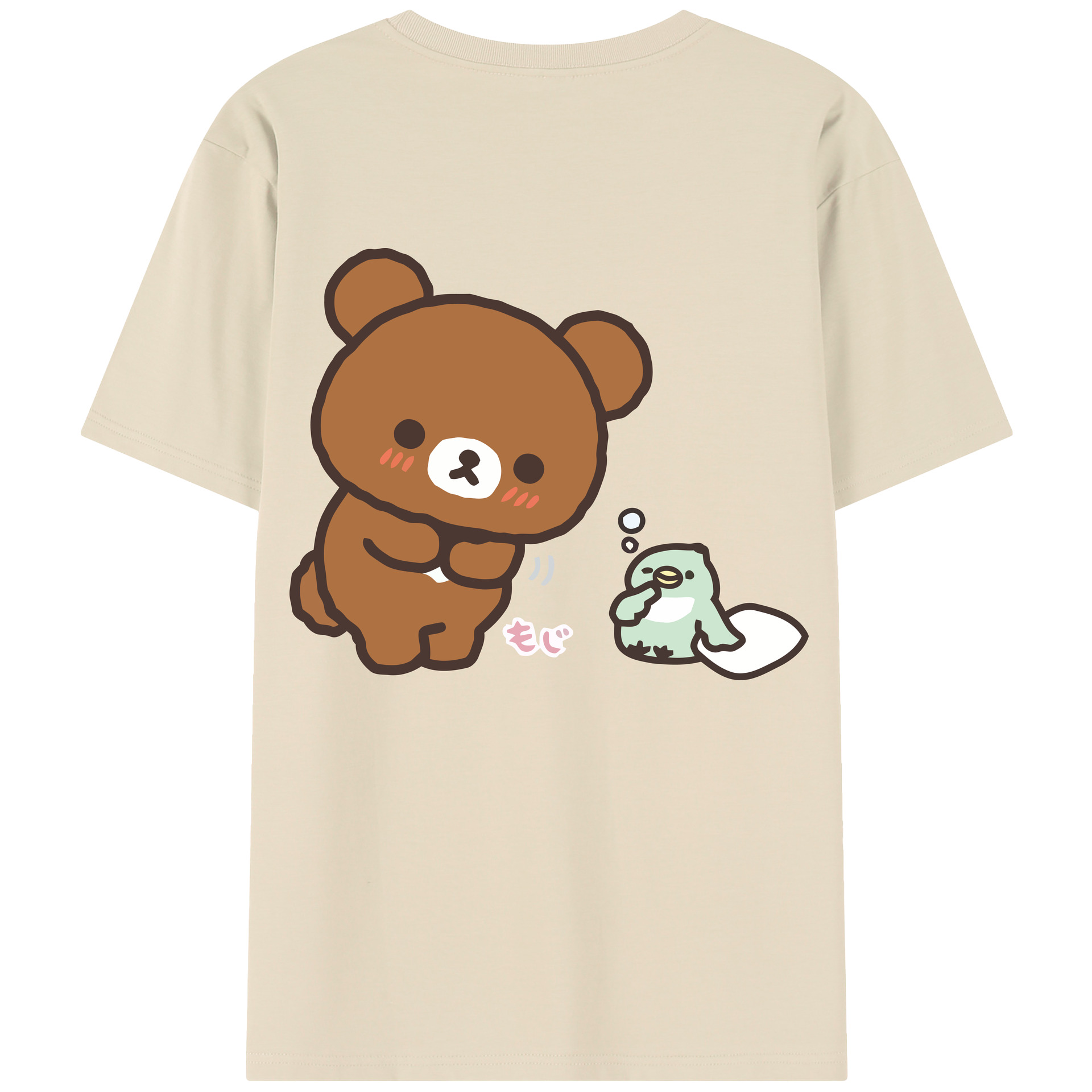 （画像用） リラックマ リラックマ キイロイトリ Rilakkuma Korilakkuma Kiiroitori 綿100％半袖Tシャツ（背面プリント）