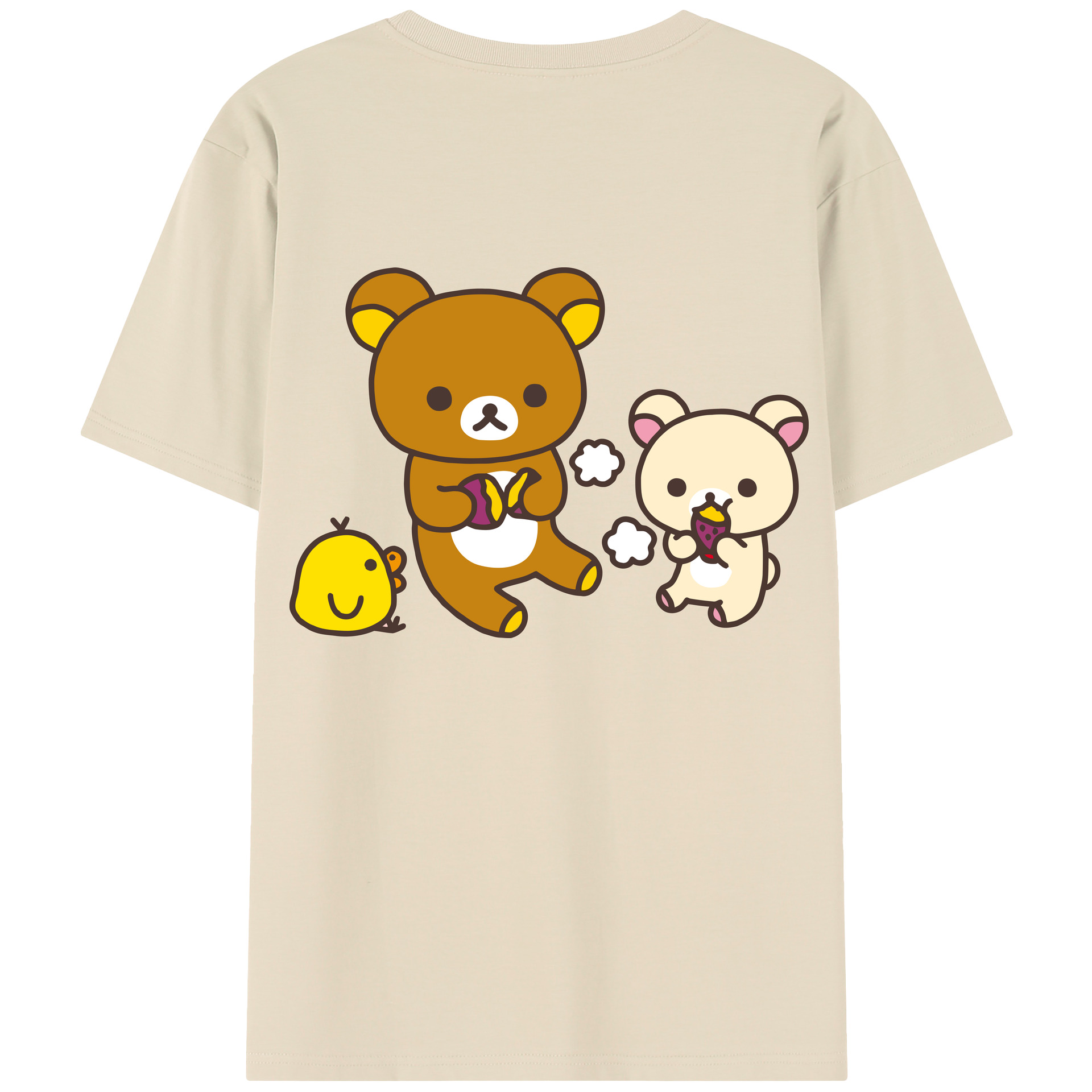 （画像用） リラックマ リラックマ キイロイトリ Rilakkuma Korilakkuma Kiiroitori 綿100％半袖Tシャツ（背面プリント）