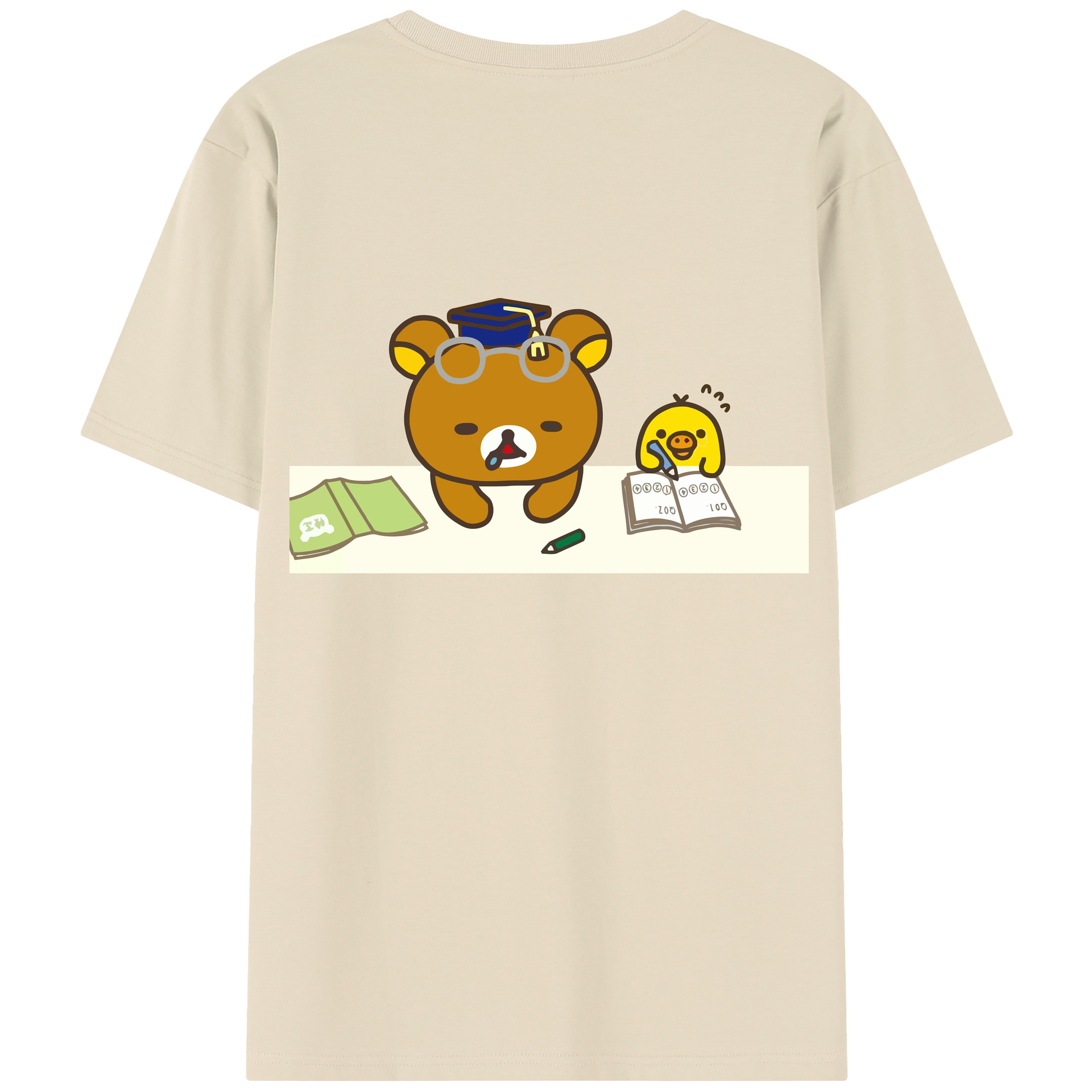 （画像用） リラックマ リラックマ キイロイトリ Rilakkuma Korilakkuma Kiiroitori 綿100％半袖Tシャツ（背面プリント）