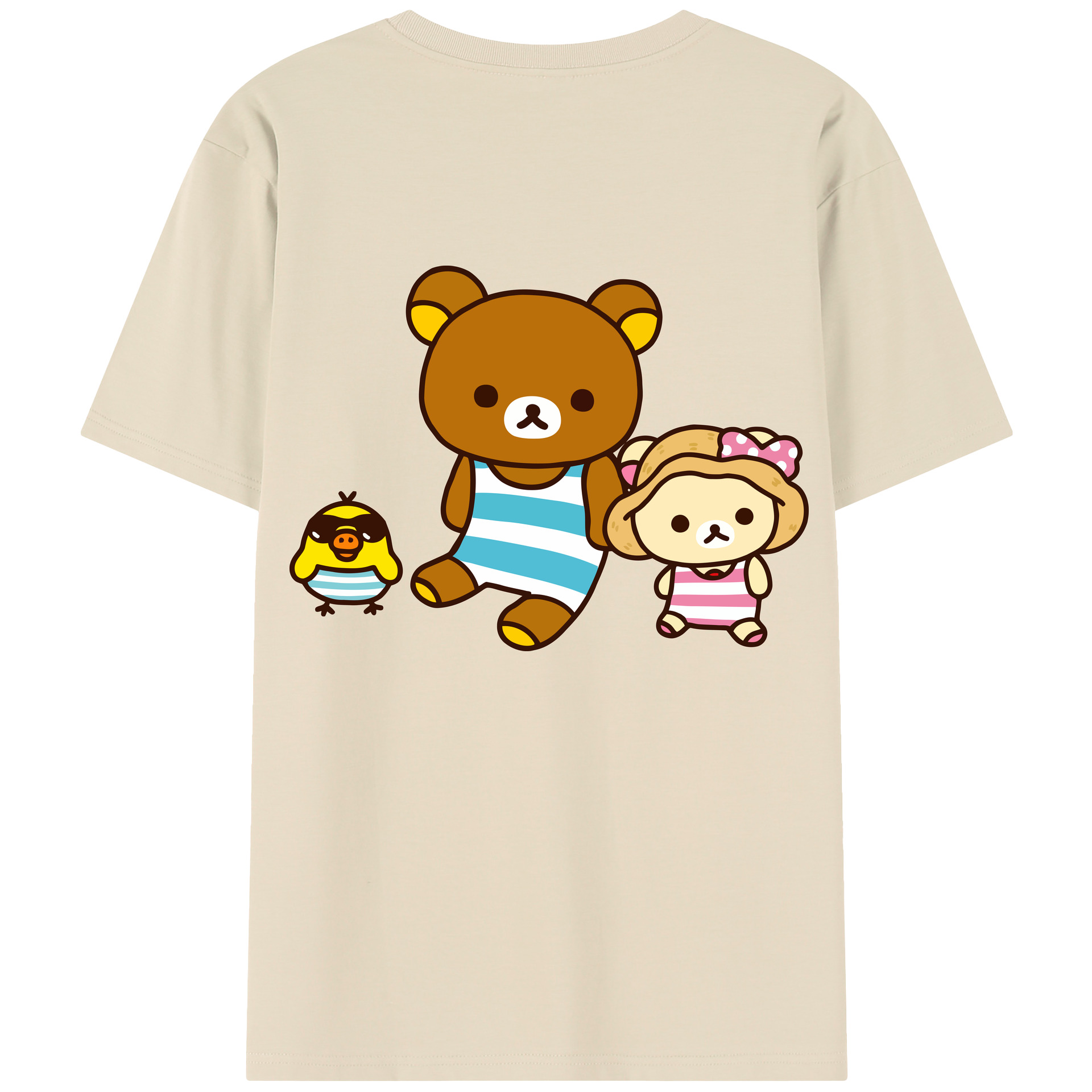 （画像用） リラックマ リラックマ キイロイトリ Rilakkuma Korilakkuma Kiiroitori 綿100％半袖Tシャツ（背面プリント）
