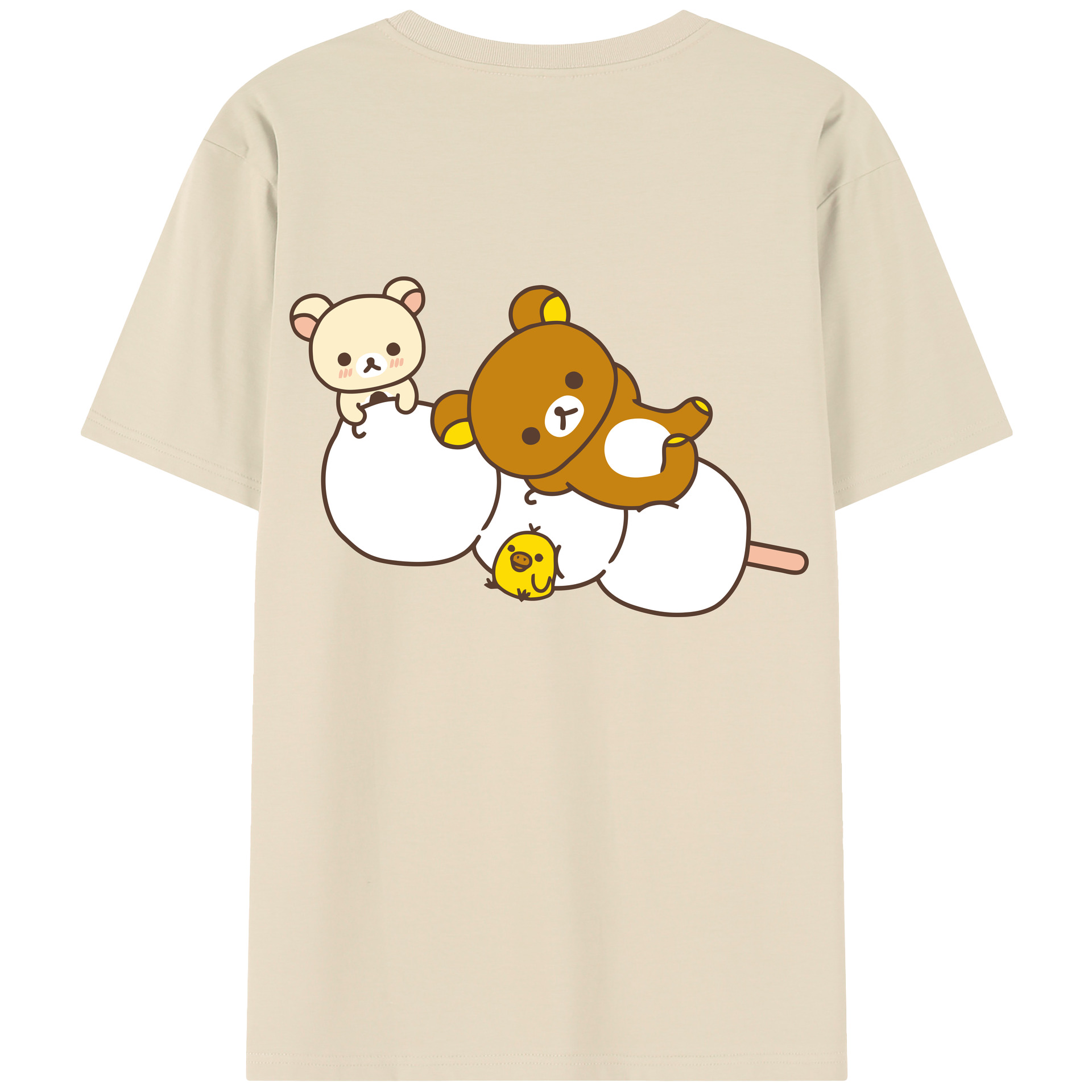 （画像用） リラックマ リラックマ キイロイトリ Rilakkuma Korilakkuma Kiiroitori 綿100％半袖Tシャツ（背面プリント）