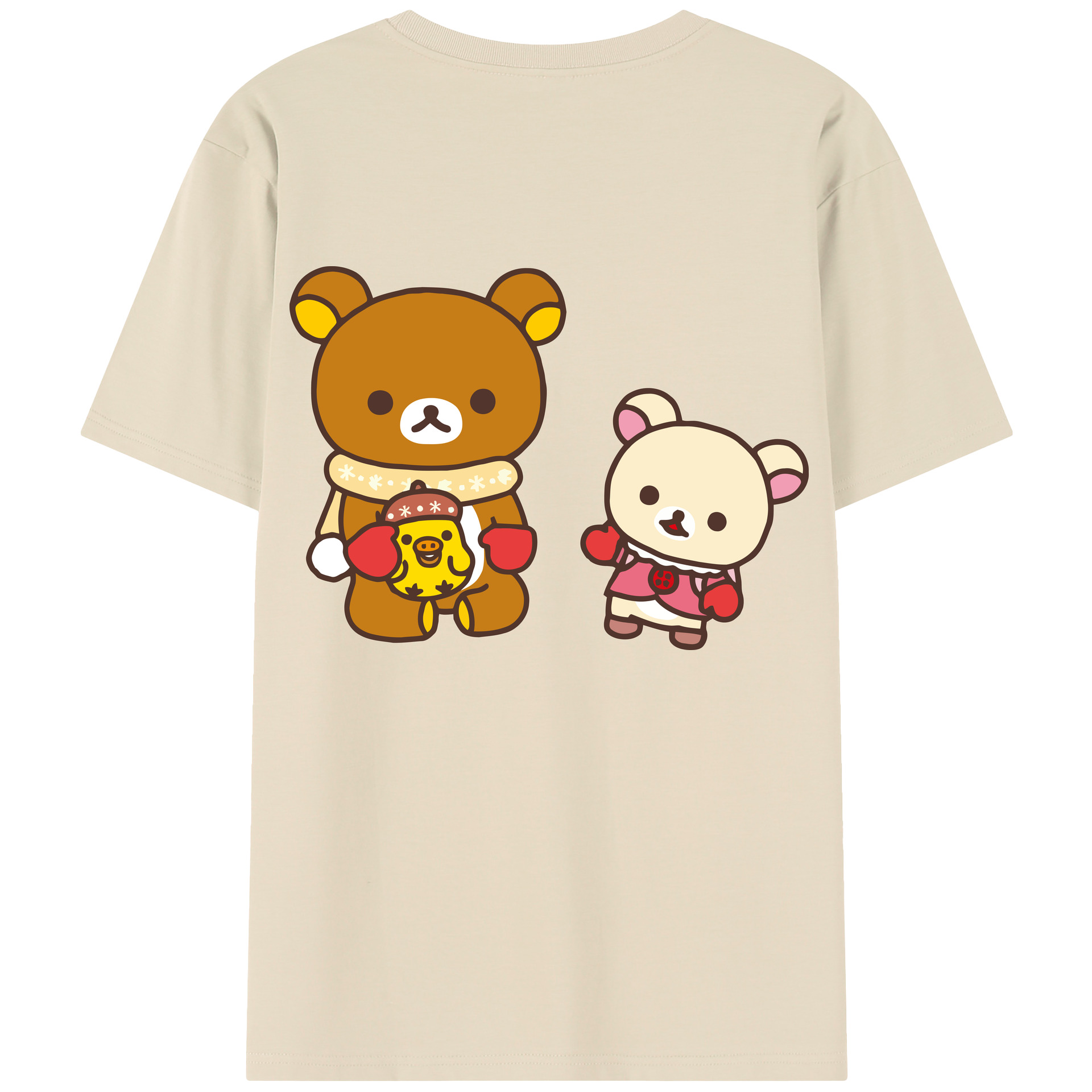 （画像用） リラックマ リラックマ キイロイトリ Rilakkuma Korilakkuma Kiiroitori 綿100％半袖Tシャツ（背面プリント）