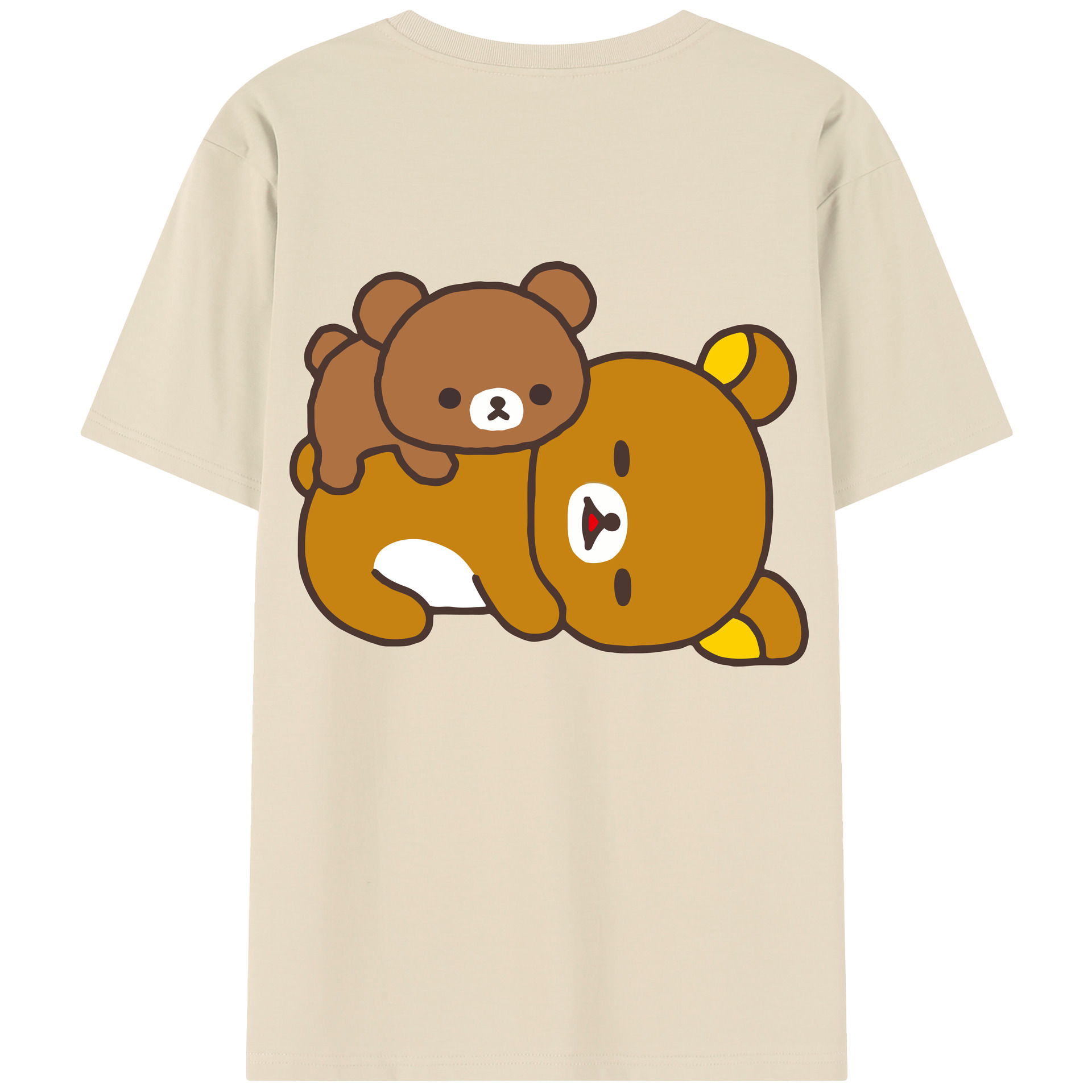 （画像用） リラックマ リラックマ キイロイトリ Rilakkuma Korilakkuma Kiiroitori 綿100％半袖Tシャツ（背面プリント）