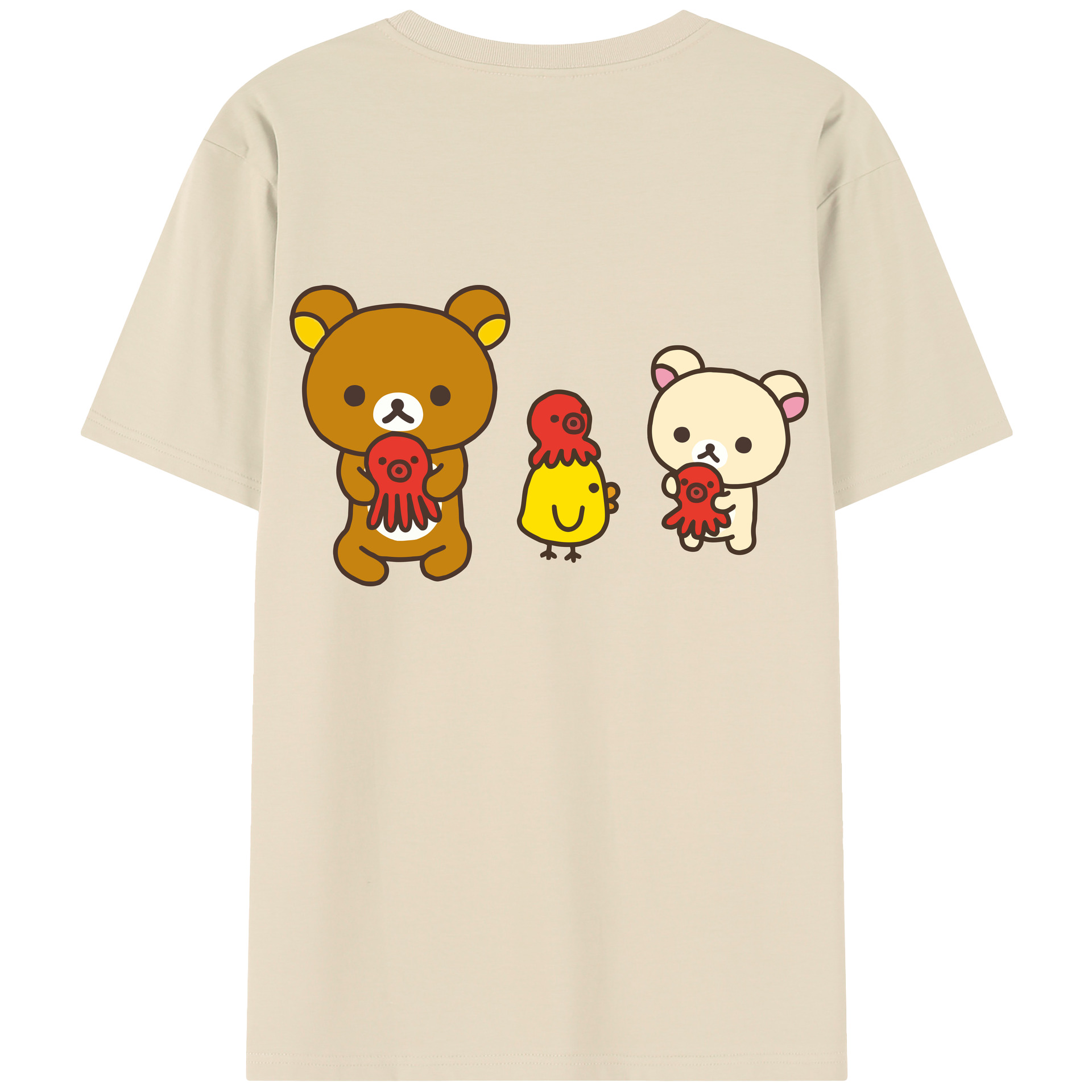 （画像用） リラックマ リラックマ キイロイトリ Rilakkuma Korilakkuma Kiiroitori 綿100％半袖Tシャツ（背面プリント）
