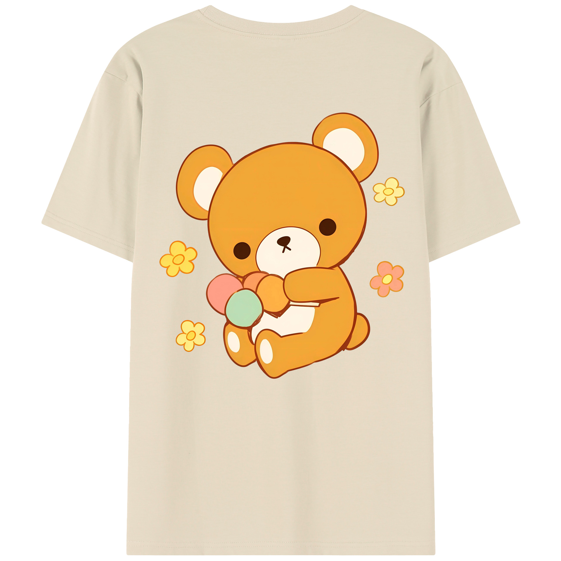 （画像用） リラックマ リラックマ キイロイトリ Rilakkuma Korilakkuma Kiiroitori 綿100％半袖Tシャツ（背面プリント）