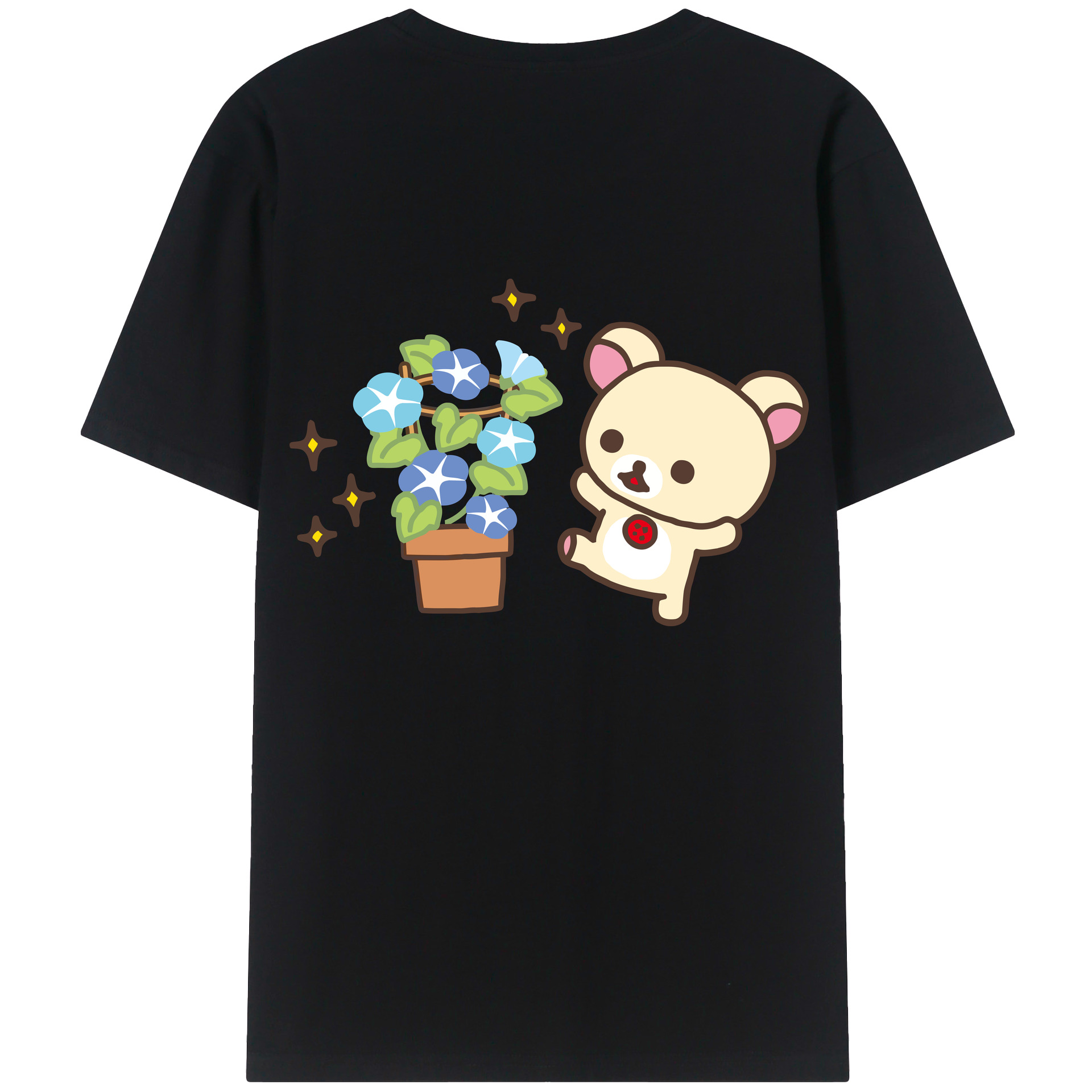（画像用） リラックマ リラックマ キイロイトリ Rilakkuma Korilakkuma Kiiroitori 綿100％半袖Tシャツ（背面プリント）