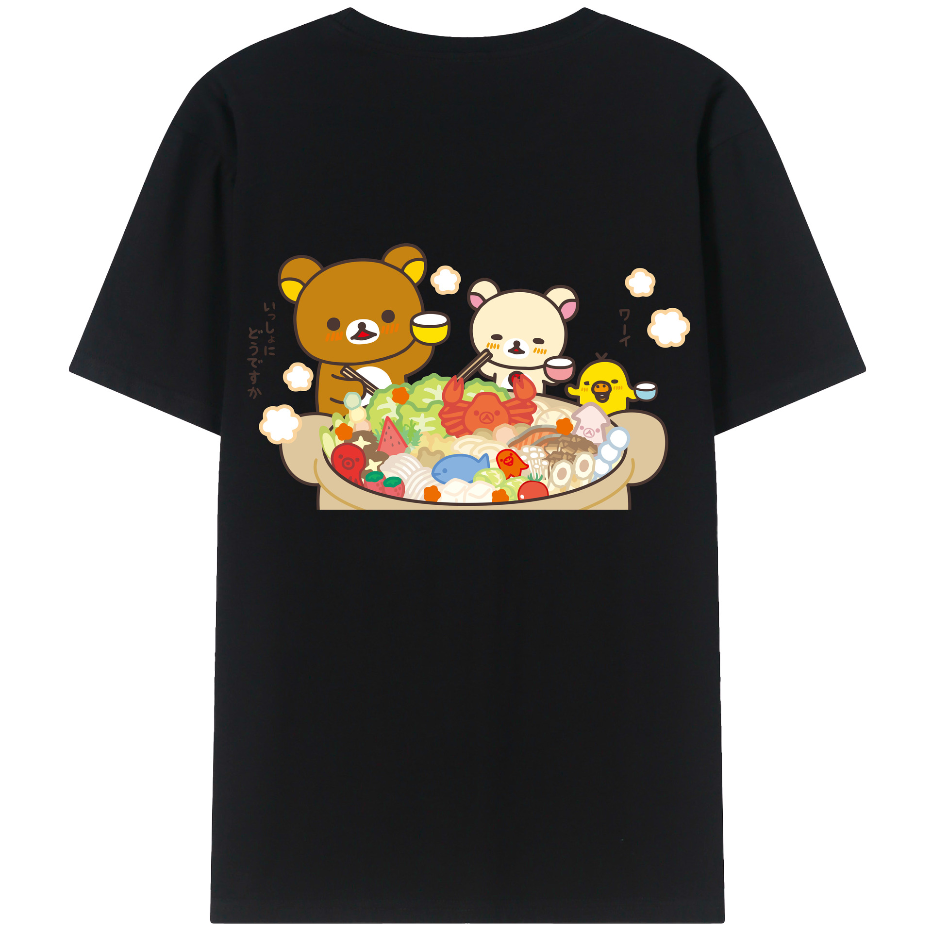 （画像用） リラックマ リラックマ キイロイトリ Rilakkuma Korilakkuma Kiiroitori 綿100％半袖Tシャツ（背面プリント）