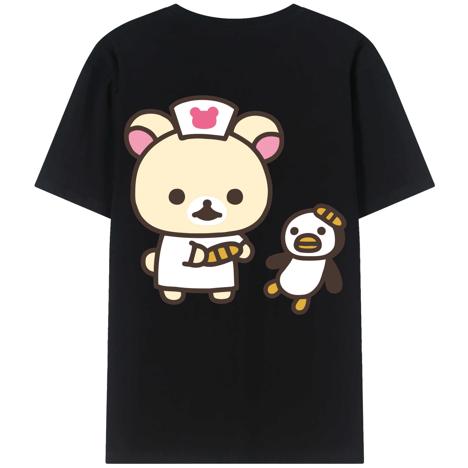 （画像用） リラックマ リラックマ キイロイトリ Rilakkuma Korilakkuma Kiiroitori 綿100％半袖Tシャツ（背面プリント）