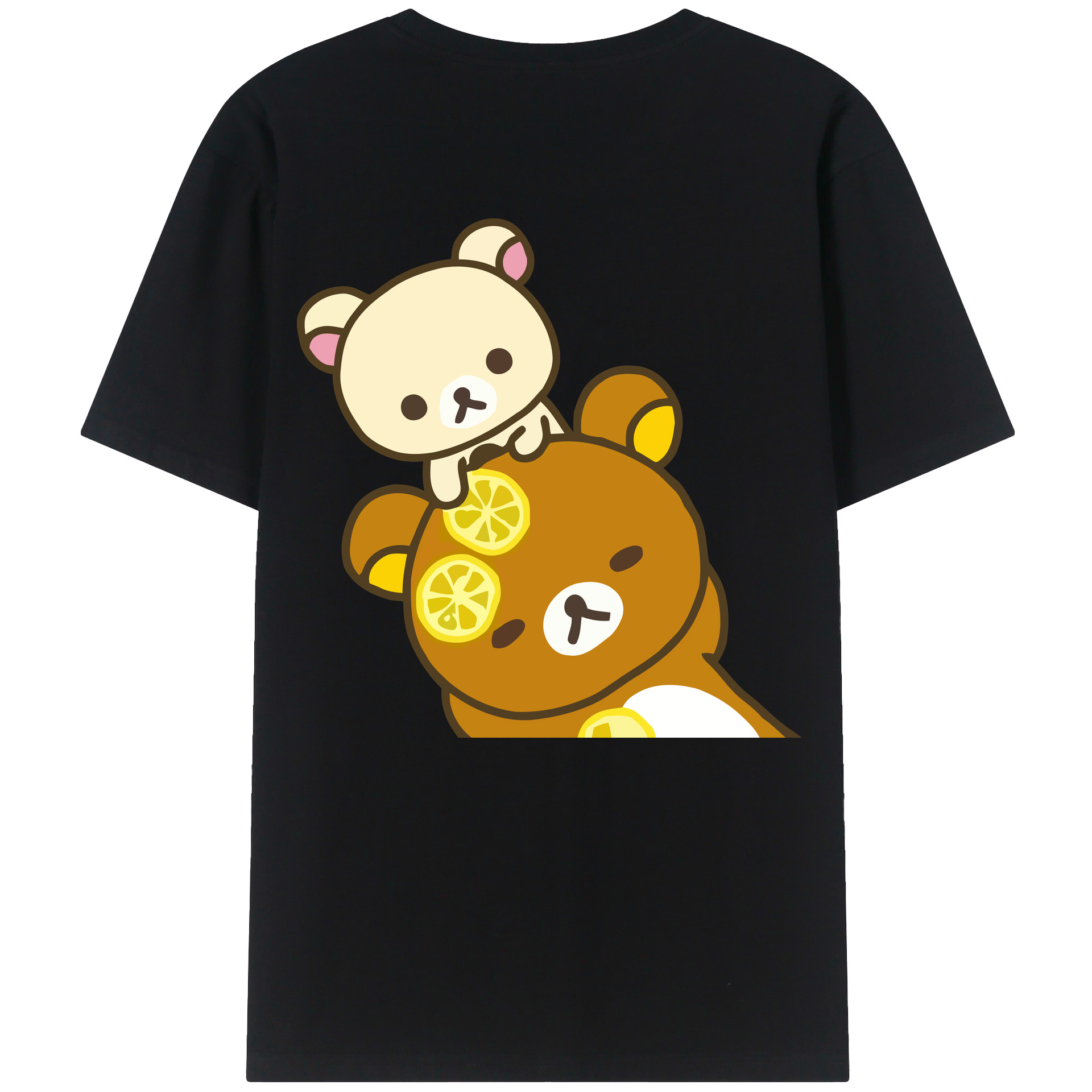 （画像用） リラックマ リラックマ キイロイトリ Rilakkuma Korilakkuma Kiiroitori 綿100％半袖Tシャツ（背面プリント）