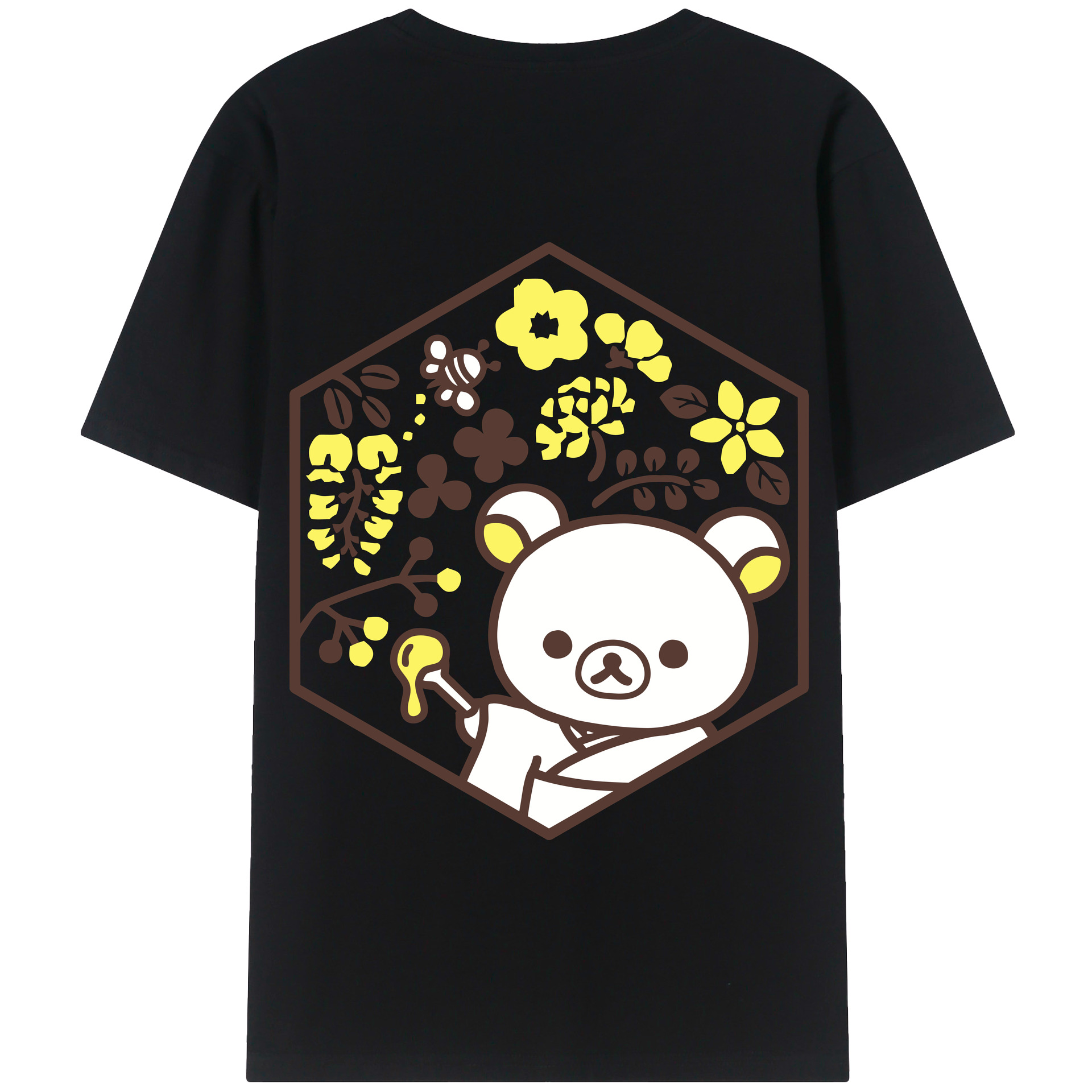 （画像用） リラックマ リラックマ キイロイトリ Rilakkuma Korilakkuma Kiiroitori 綿100％半袖Tシャツ（背面プリント）