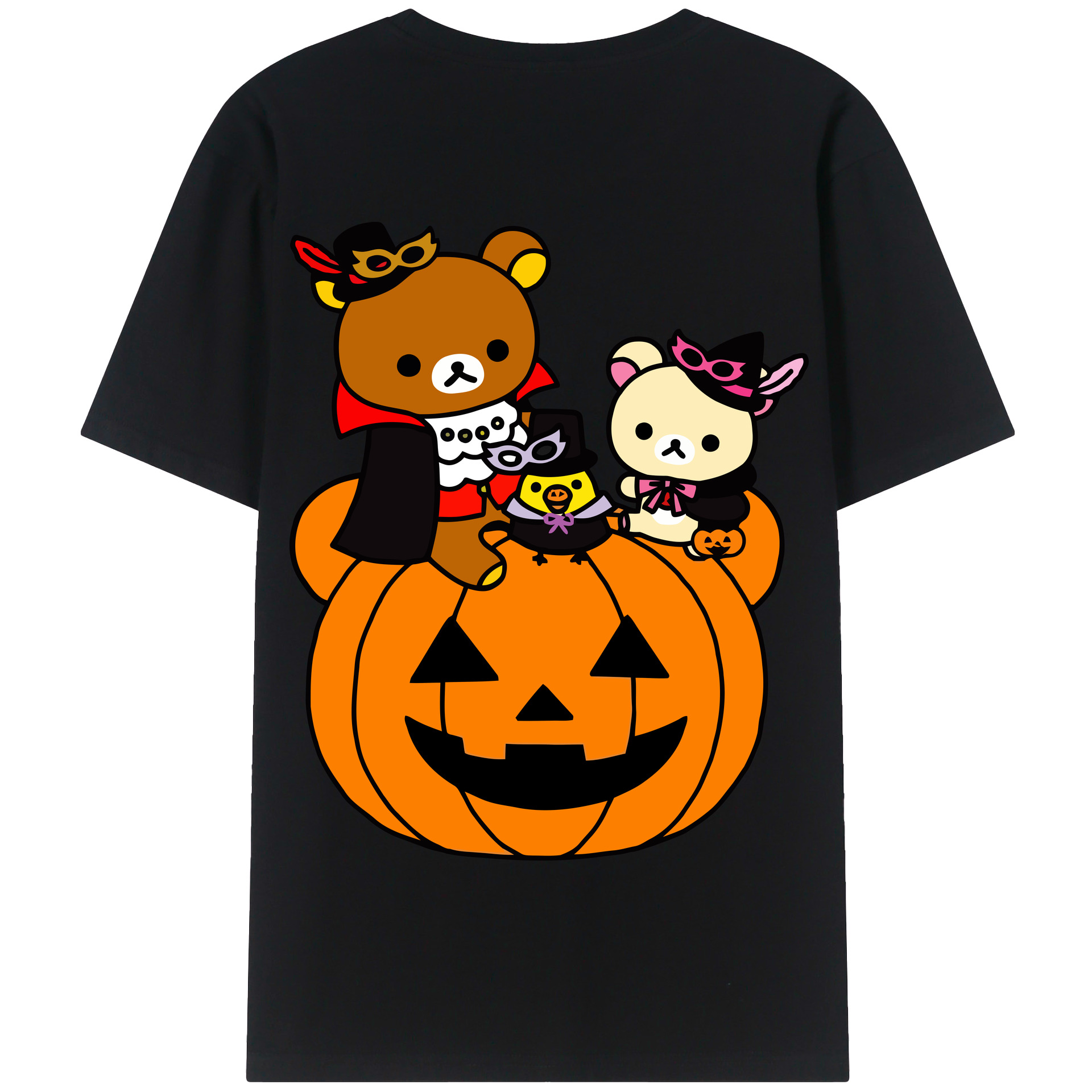 （画像用） リラックマ リラックマ キイロイトリ Rilakkuma Korilakkuma Kiiroitori 綿100％半袖Tシャツ（背面プリント）