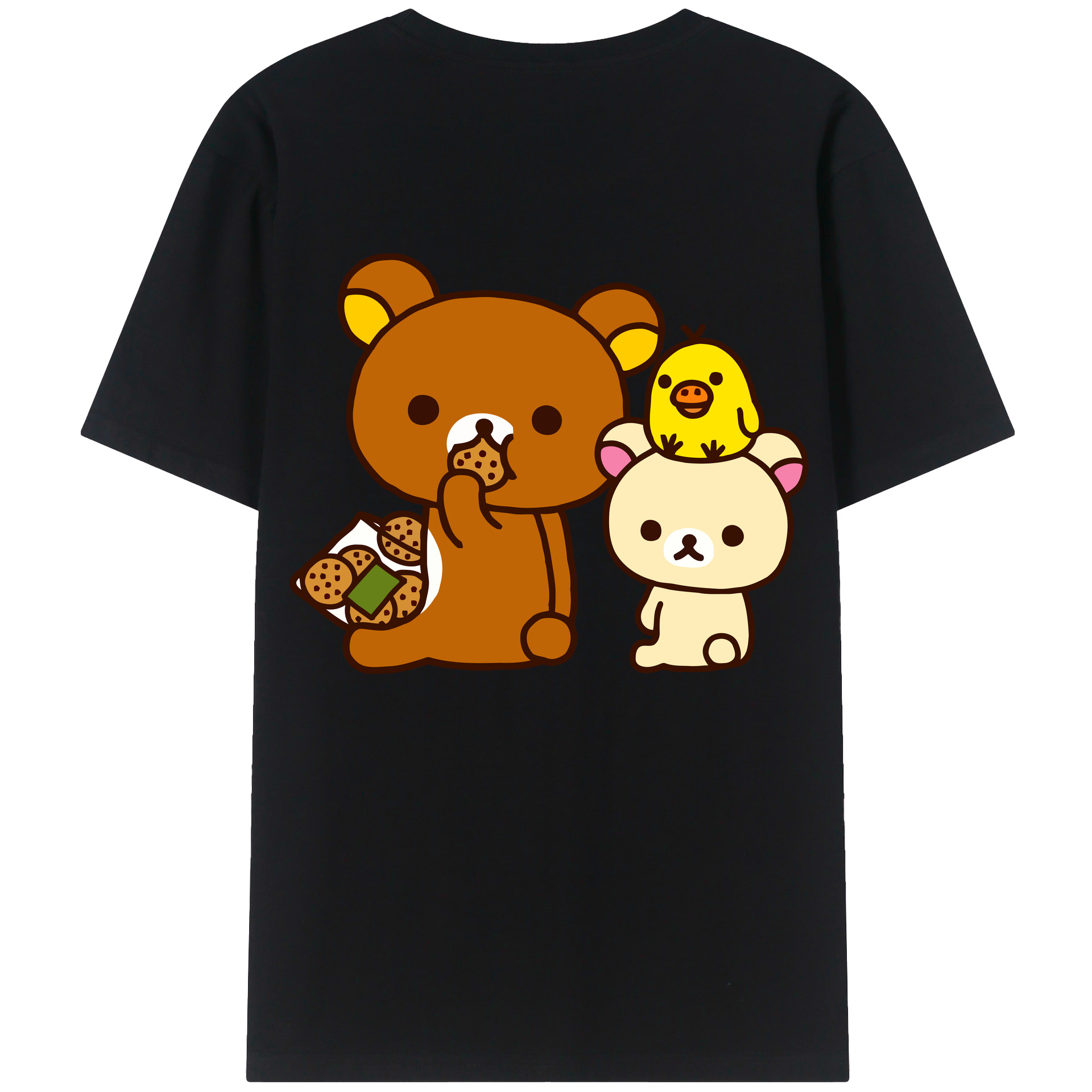 （画像用） リラックマ リラックマ キイロイトリ Rilakkuma Korilakkuma Kiiroitori 綿100％半袖Tシャツ（背面プリント）