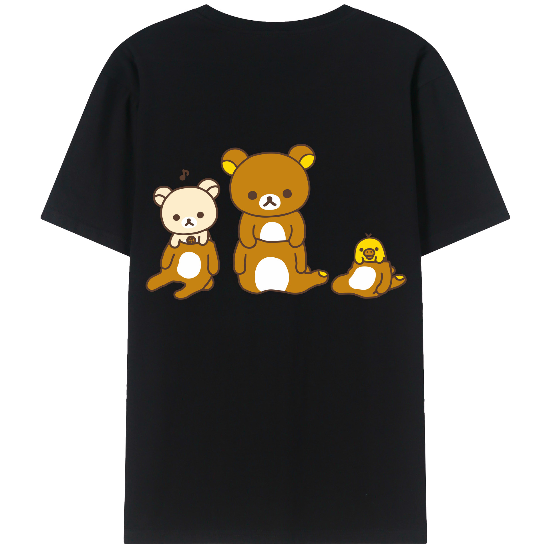 （画像用） リラックマ リラックマ キイロイトリ Rilakkuma Korilakkuma Kiiroitori 綿100％半袖Tシャツ（背面プリント）