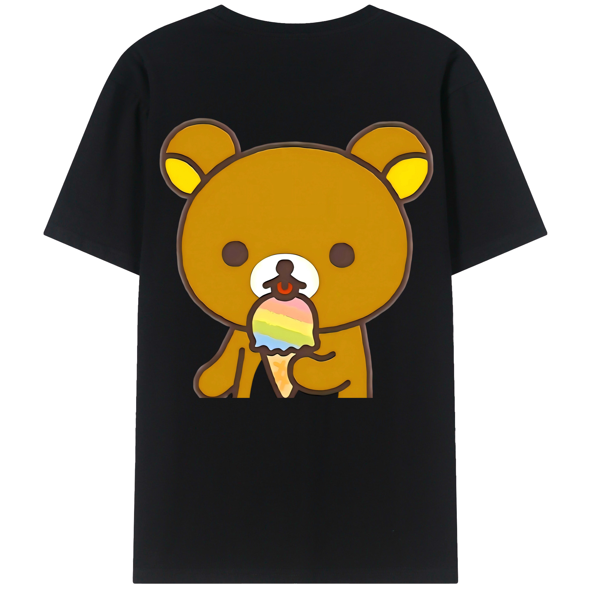 （画像用） リラックマ リラックマ キイロイトリ Rilakkuma Korilakkuma Kiiroitori 綿100％半袖Tシャツ（背面プリント）