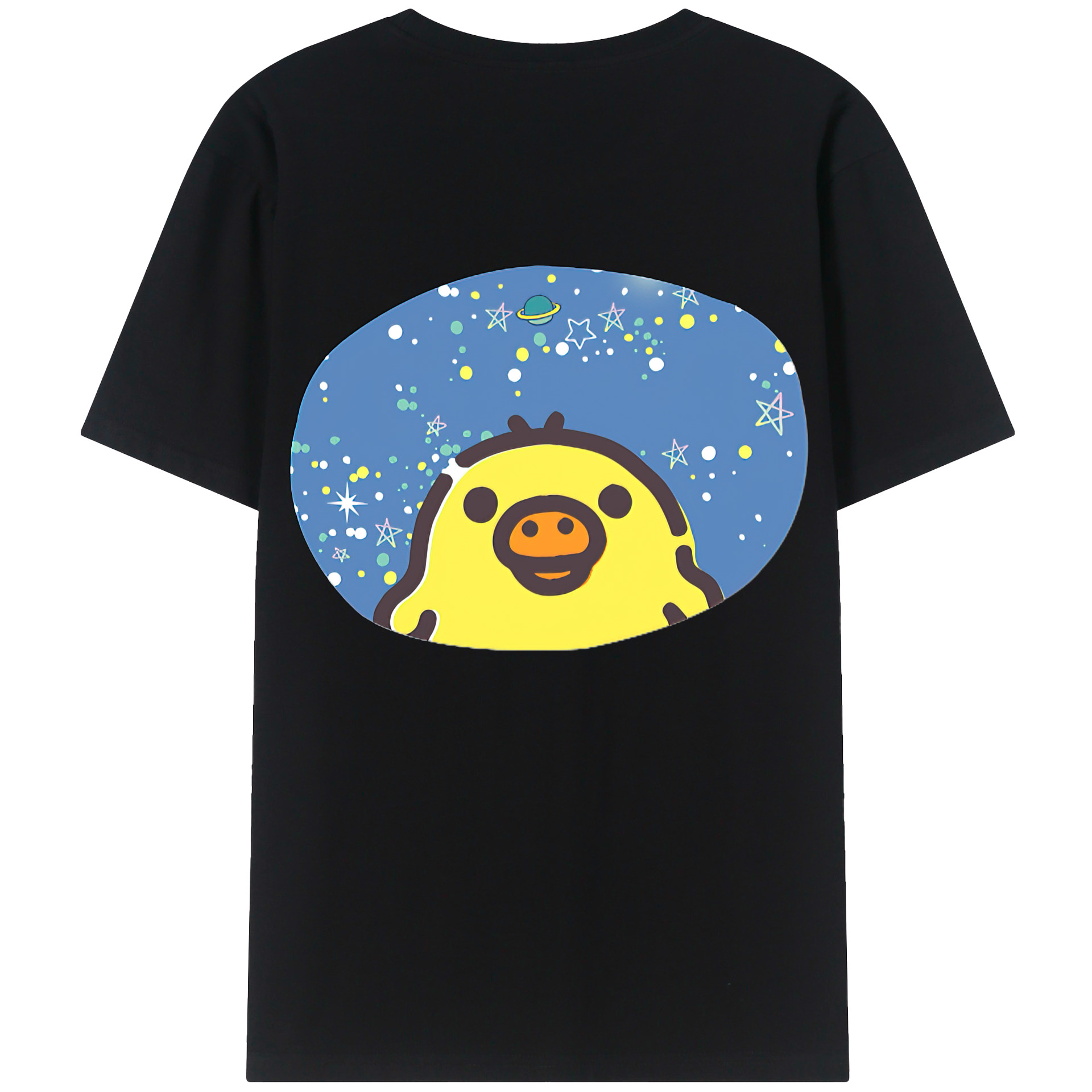 （画像用） リラックマ リラックマ キイロイトリ Rilakkuma Korilakkuma Kiiroitori 綿100％半袖Tシャツ（背面プリント）