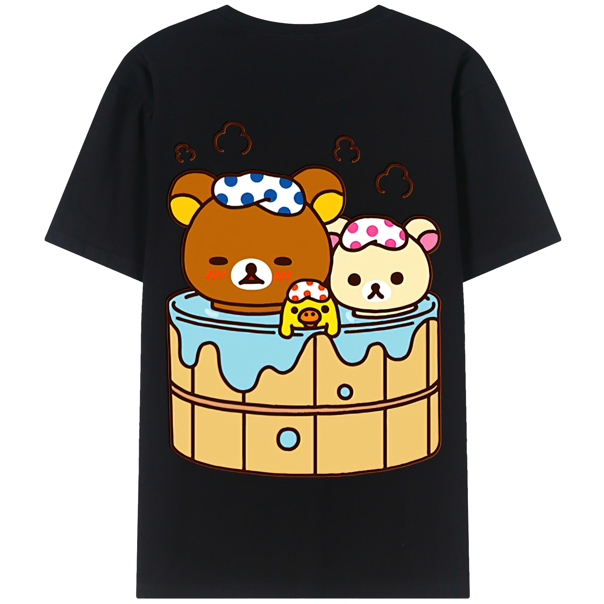 （画像用） リラックマ リラックマ キイロイトリ Rilakkuma Korilakkuma Kiiroitori 綿100％半袖Tシャツ（背面プリント）