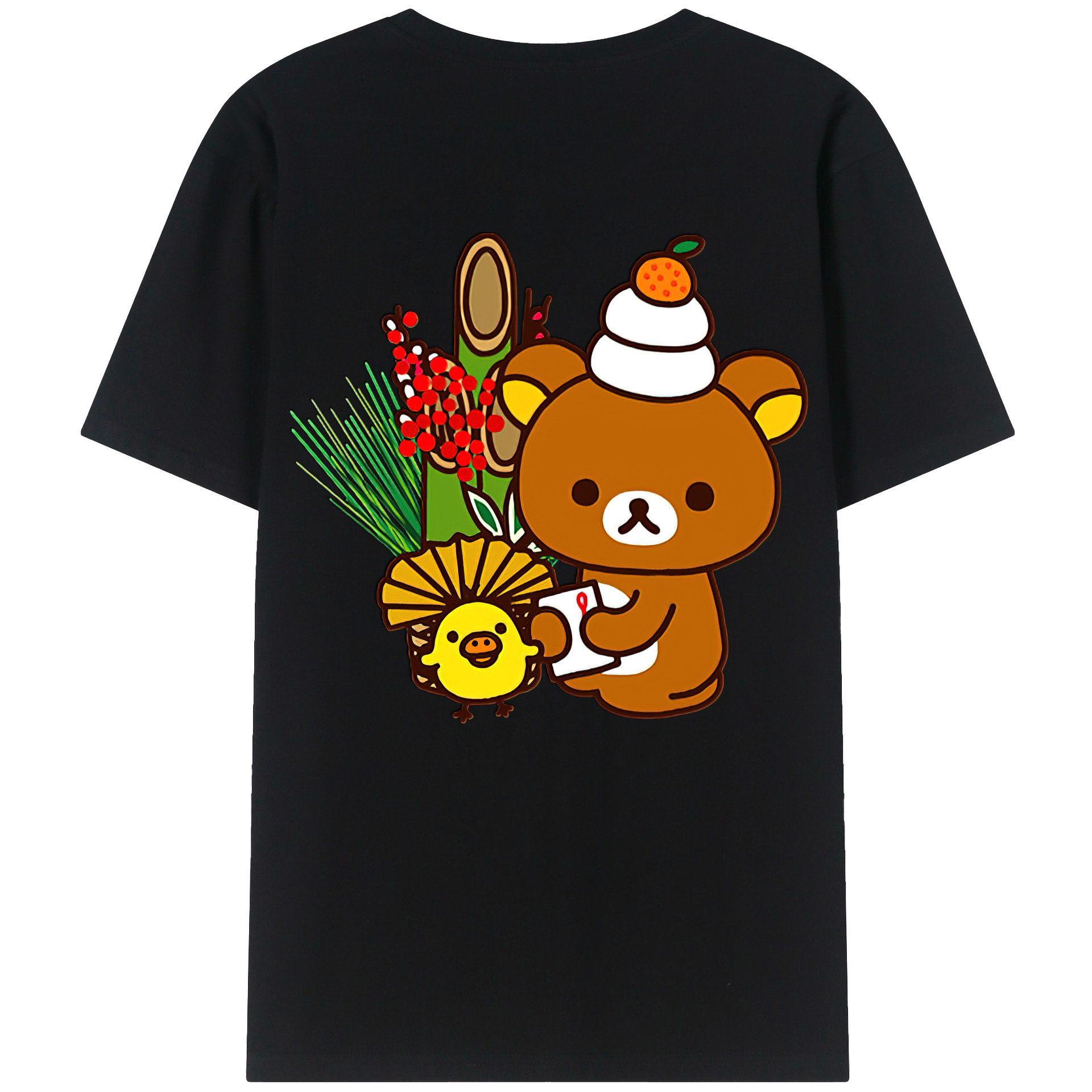 （画像用） リラックマ リラックマ キイロイトリ Rilakkuma Korilakkuma Kiiroitori 綿100％半袖Tシャツ（背面プリント）