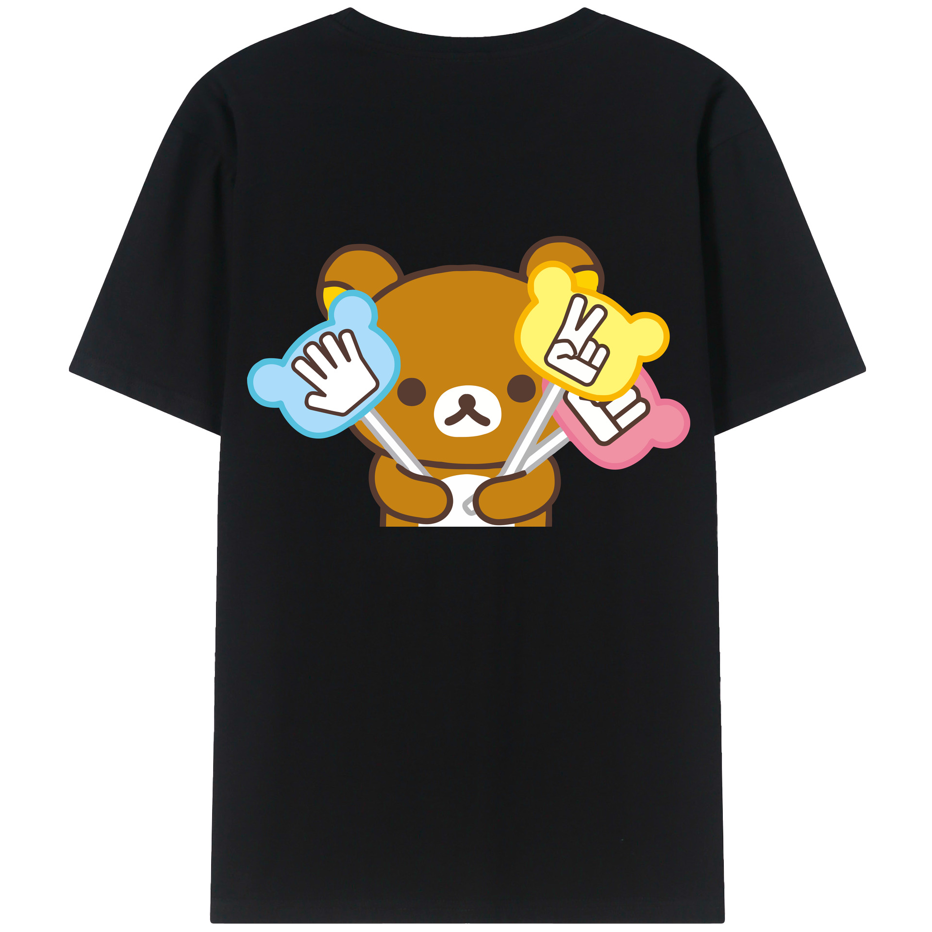 （画像用） リラックマ リラックマ キイロイトリ Rilakkuma Korilakkuma Kiiroitori 綿100％半袖Tシャツ（背面プリント）