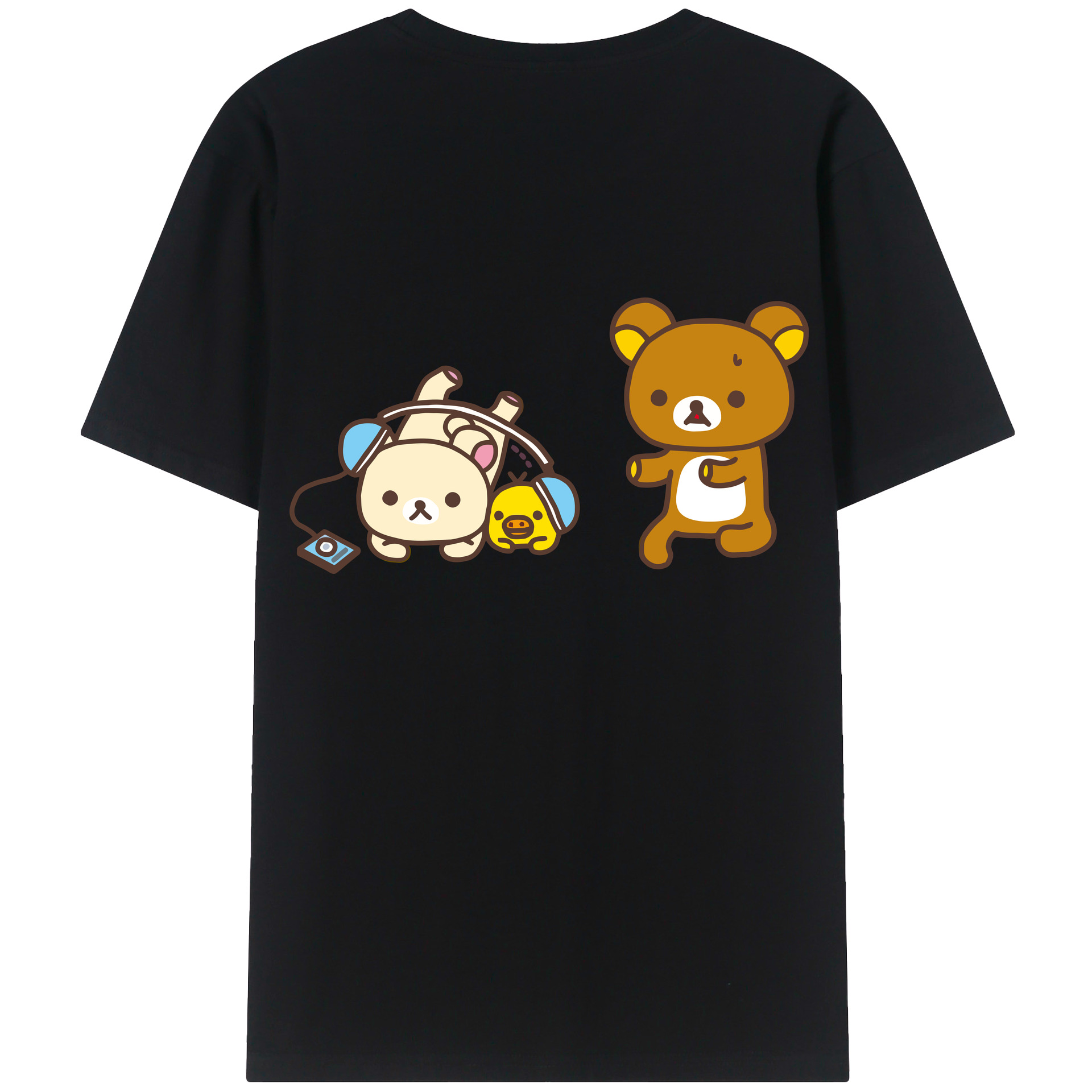 （画像用） リラックマ リラックマ キイロイトリ Rilakkuma Korilakkuma Kiiroitori 綿100％半袖Tシャツ（背面プリント）