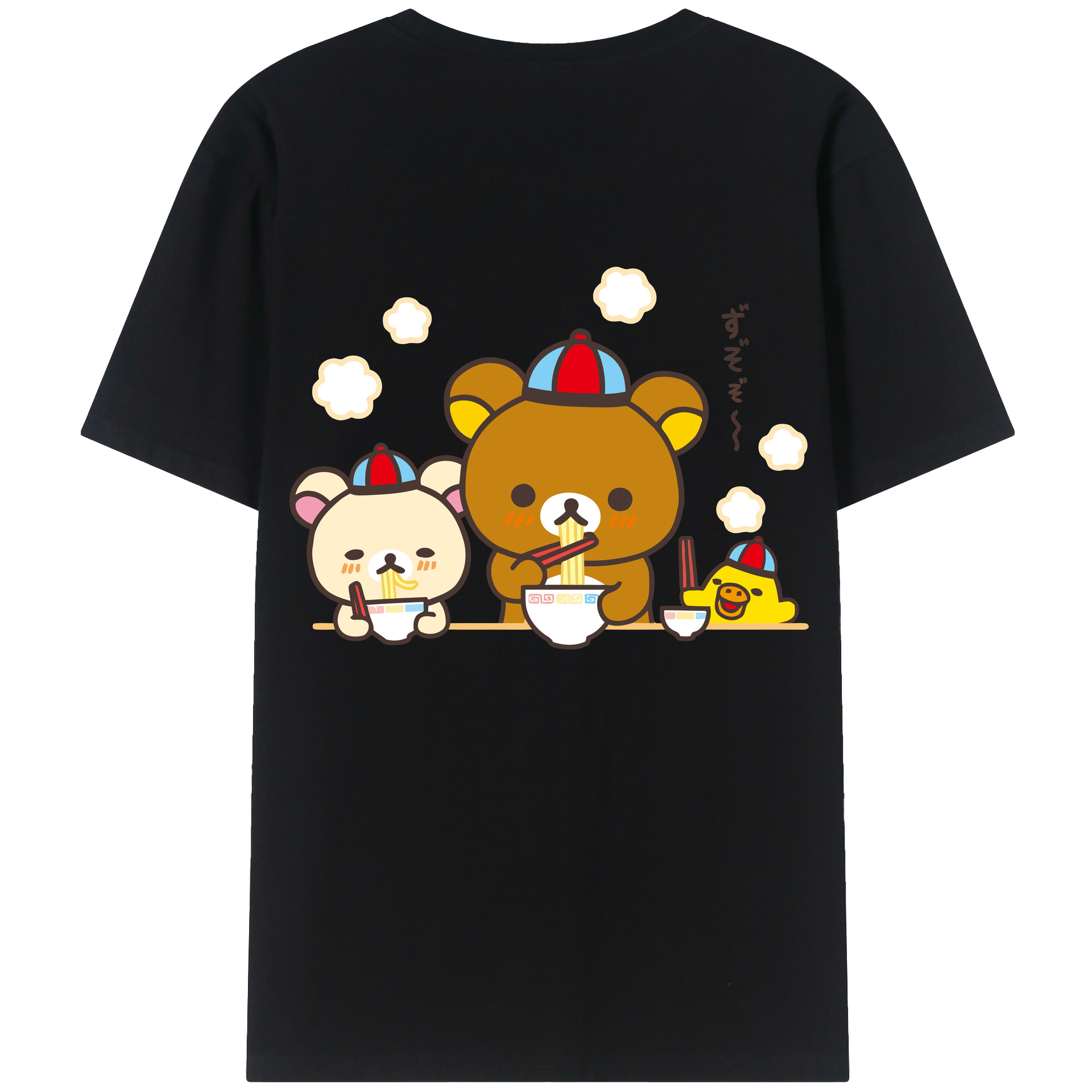 （画像用） リラックマ リラックマ キイロイトリ Rilakkuma Korilakkuma Kiiroitori 綿100％半袖Tシャツ（背面プリント）