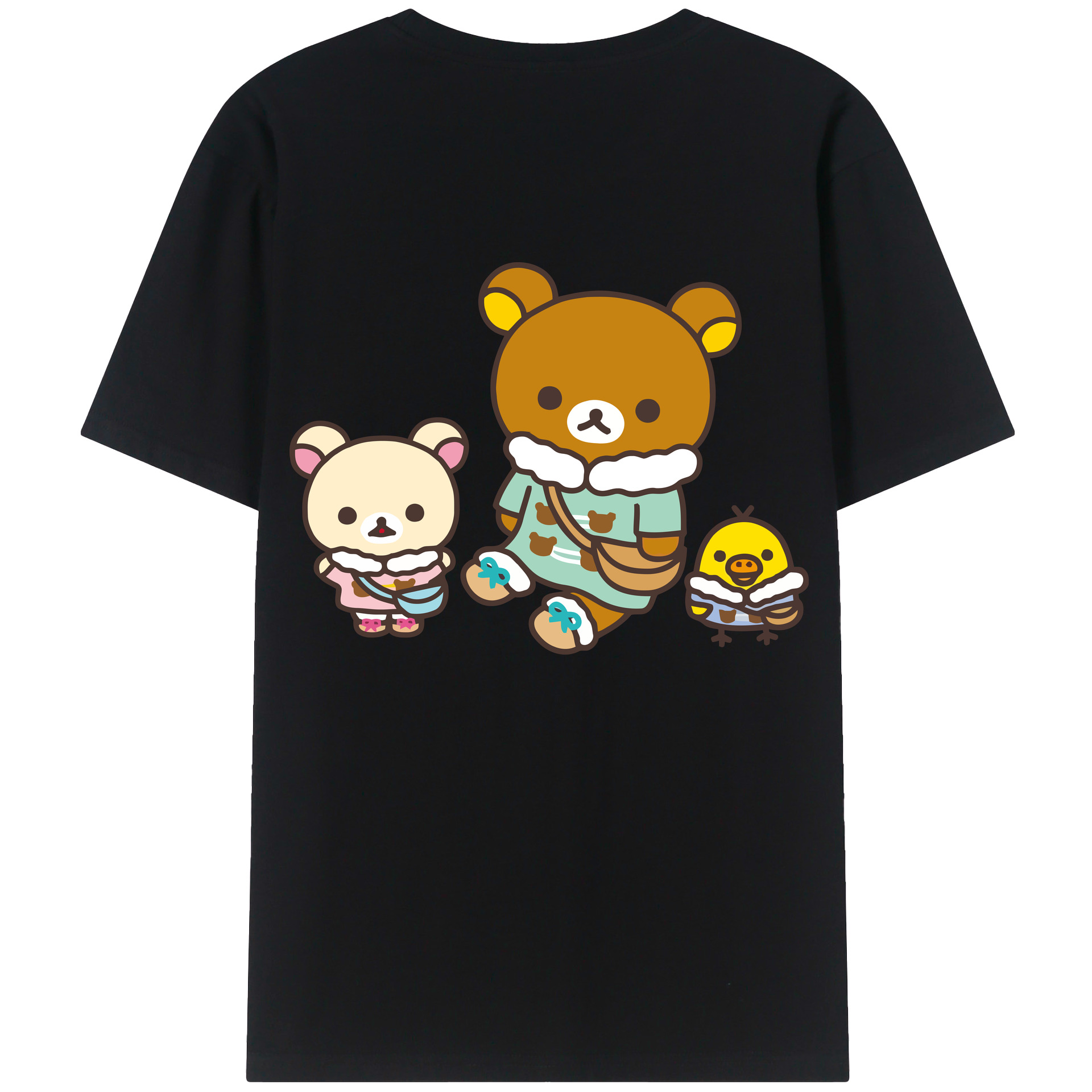 （画像用） リラックマ リラックマ キイロイトリ Rilakkuma Korilakkuma Kiiroitori 綿100％半袖Tシャツ（背面プリント）